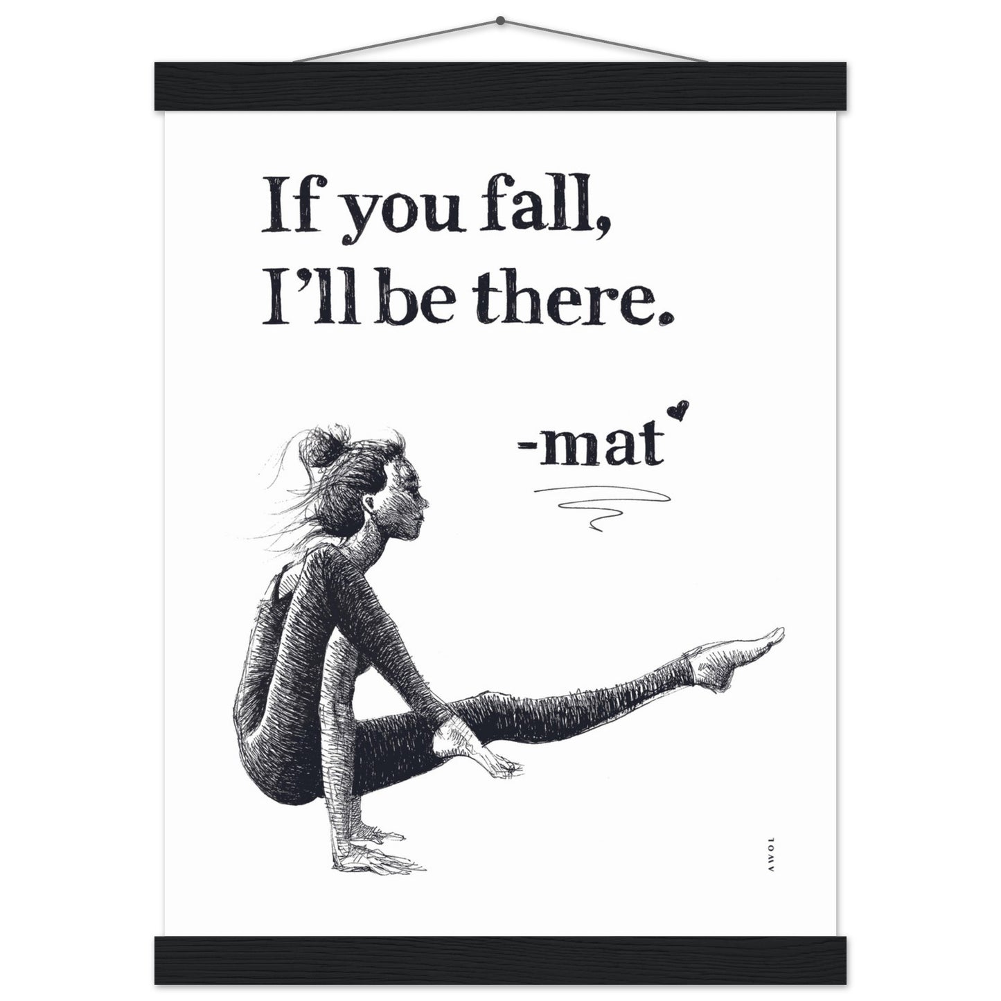 Spiritual Yoga Pose Art With Inspiring Quote: Poster Print with Hanger