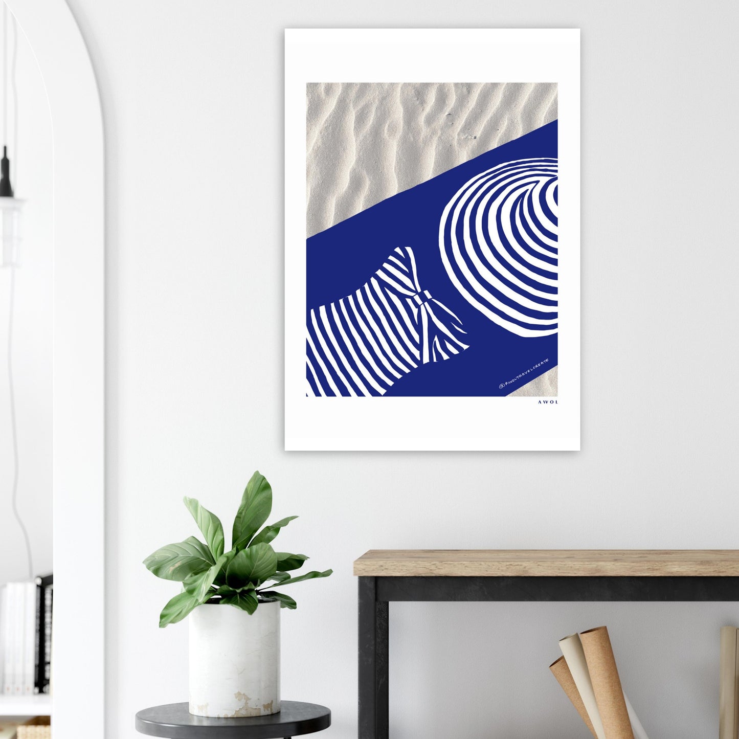 Woman In Oversized Hat And Stripes Sleeping On The Beach: Island Vibes Aluminum Print