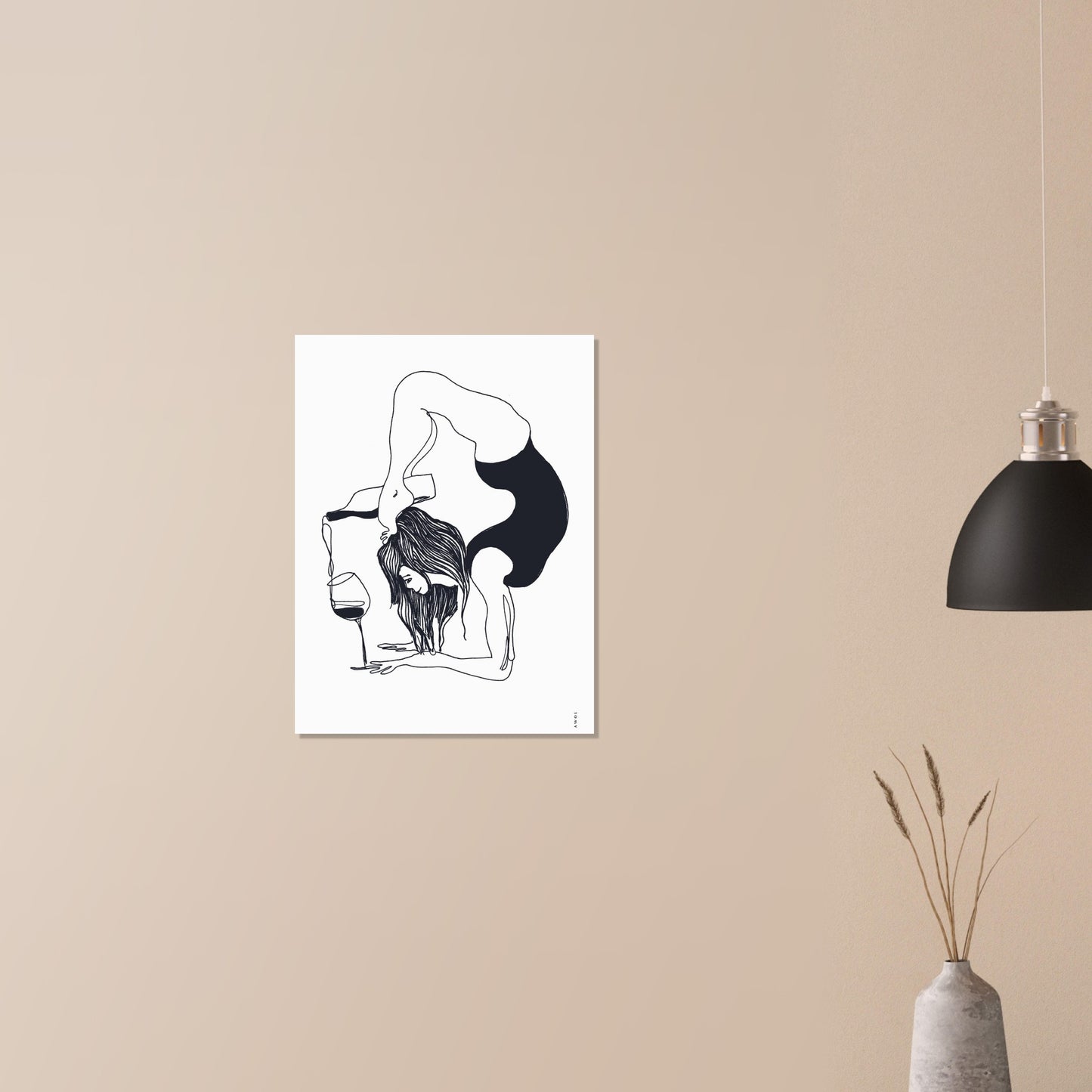 Funny Yoga Art With Wine Quote: Classic Matte Paper Poster