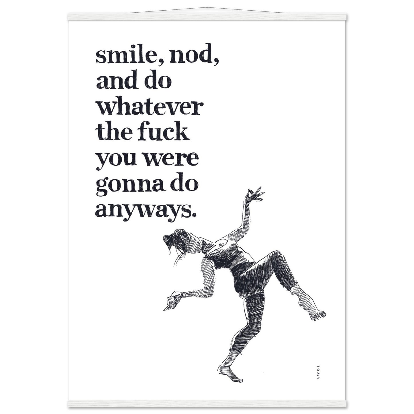 Smile And Nod, Modern Zen Art Print: Poster with Hanger