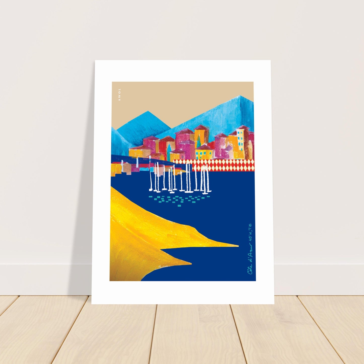 Colourful Seaside Towns And Mountains, Landscape Art, Travel Poster Print