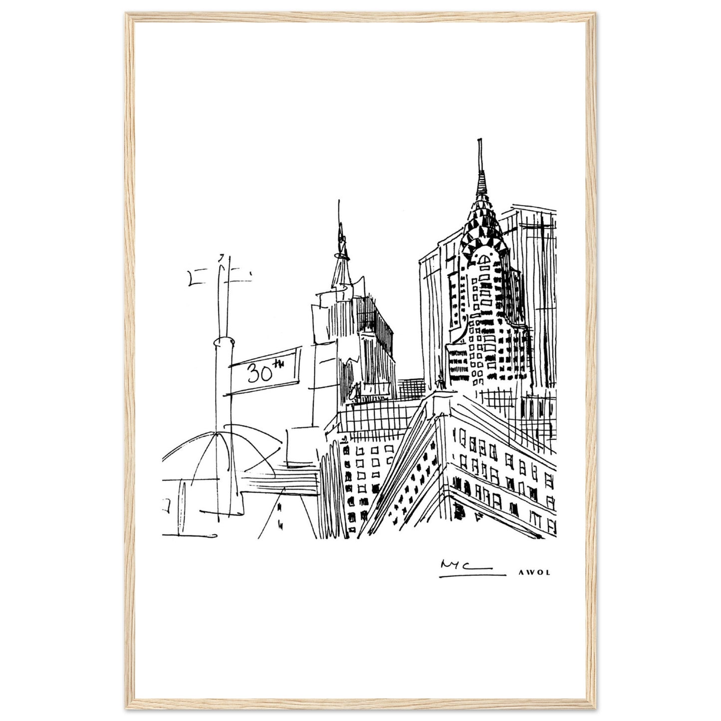 New York City Skyline Art, Iconic Skyscrapers: Framed Art Print