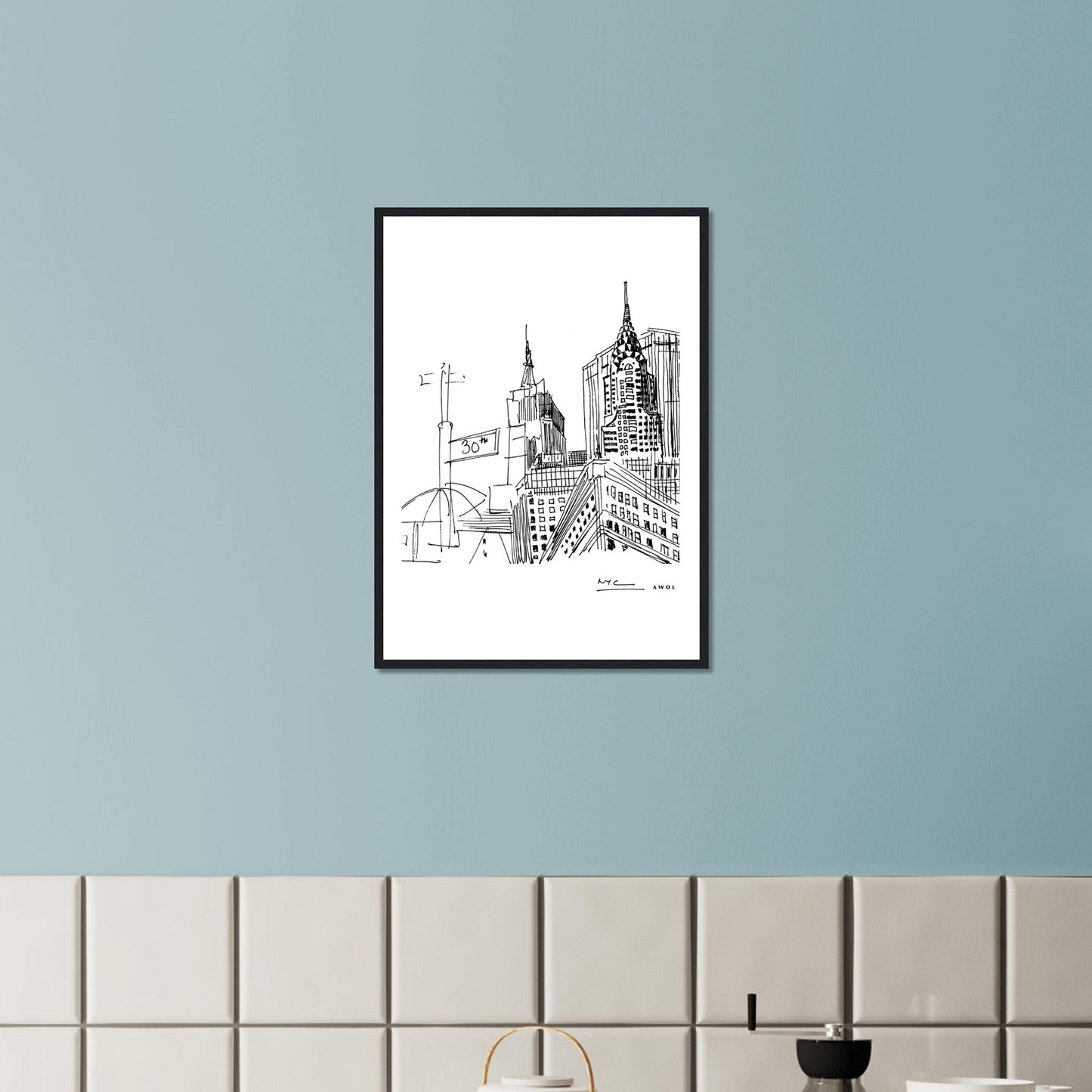 New York City Skyline Art, Iconic Skyscrapers: Framed Art Print