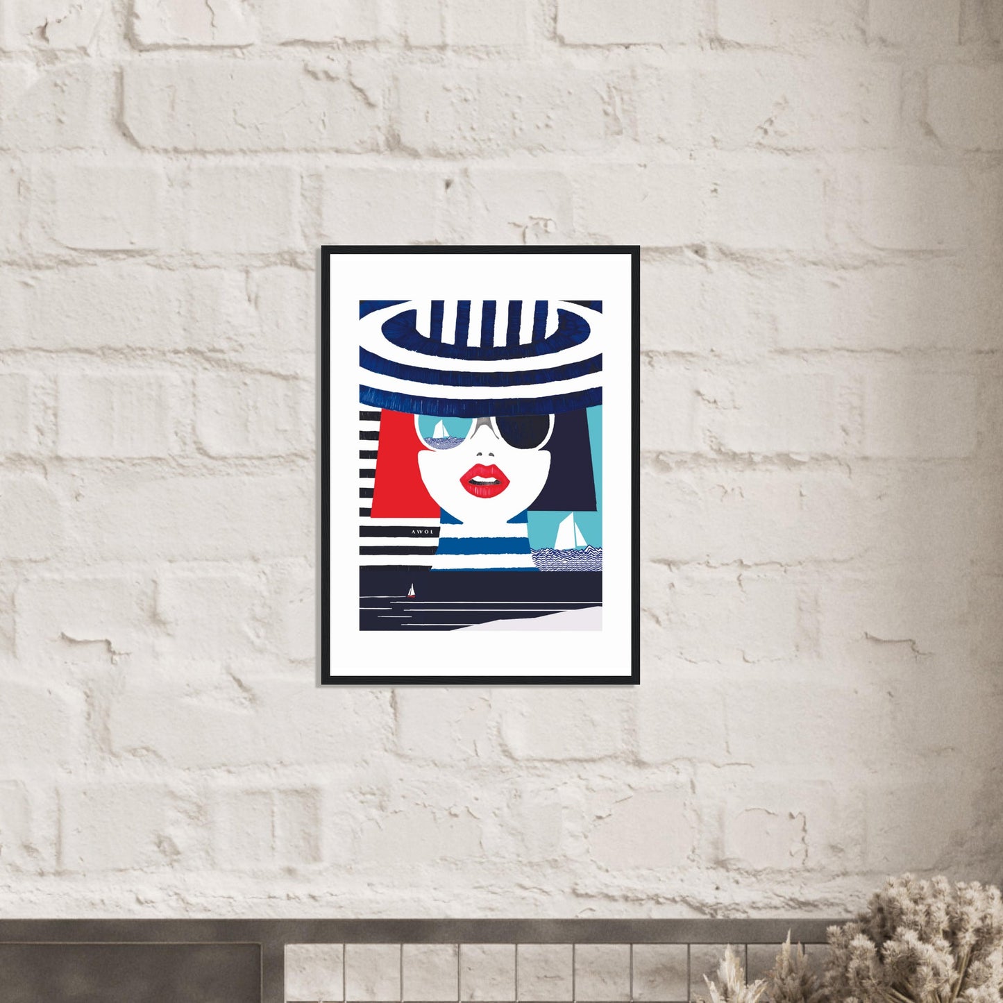 Portrait Of A Woman On The Beach: Mediterranean Wall Art, Framed Print