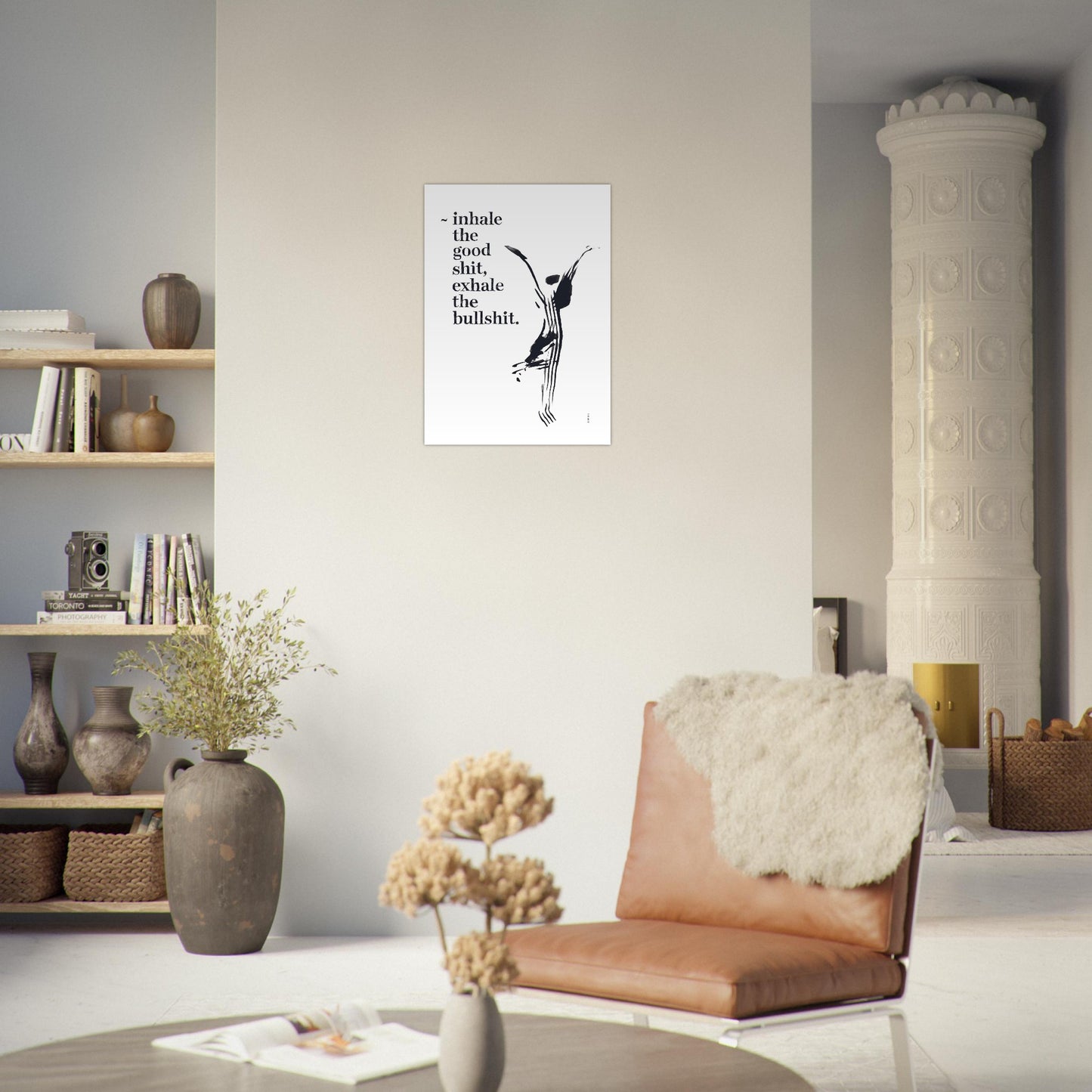 Inhale the Good Shit, Exhale The Bullshit, Morning Affirmation Art On Aluminum Print