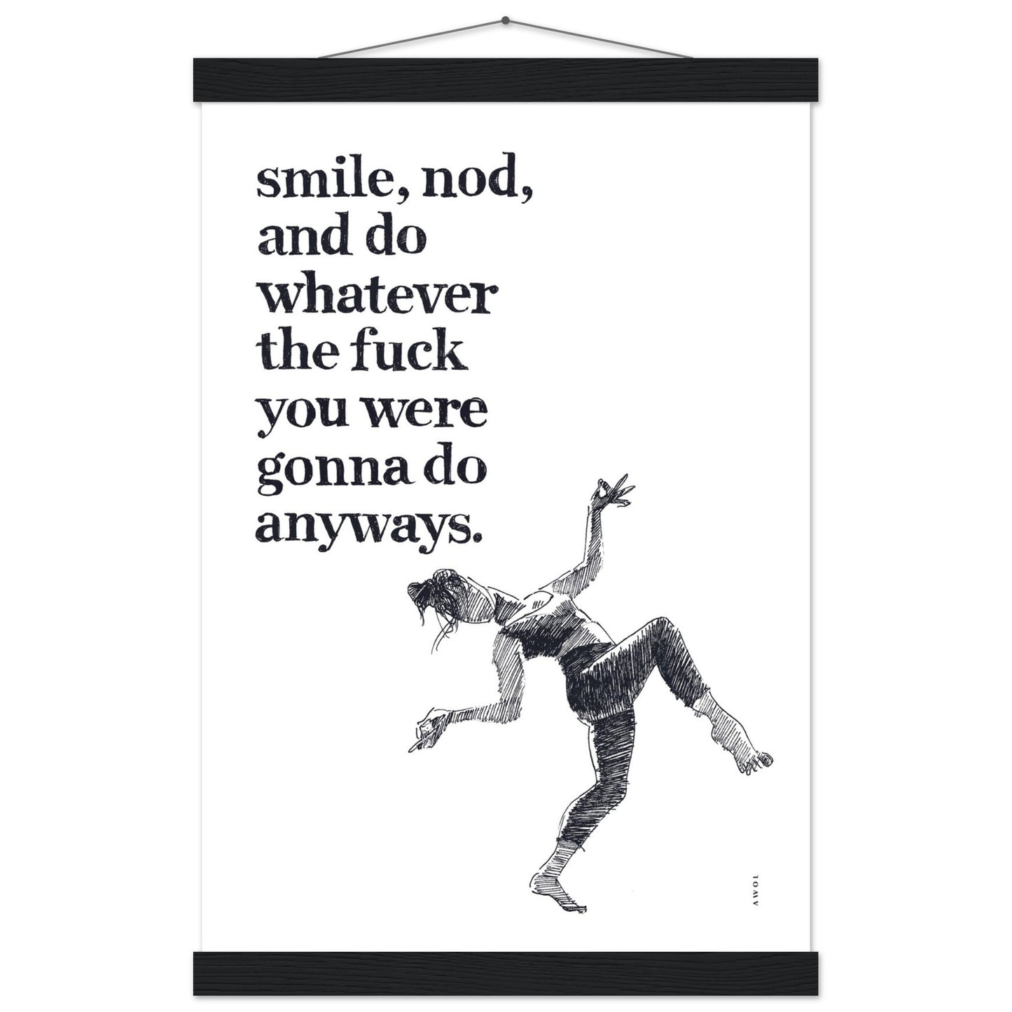 Smile And Nod, Modern Zen Art Print: Poster with Hanger