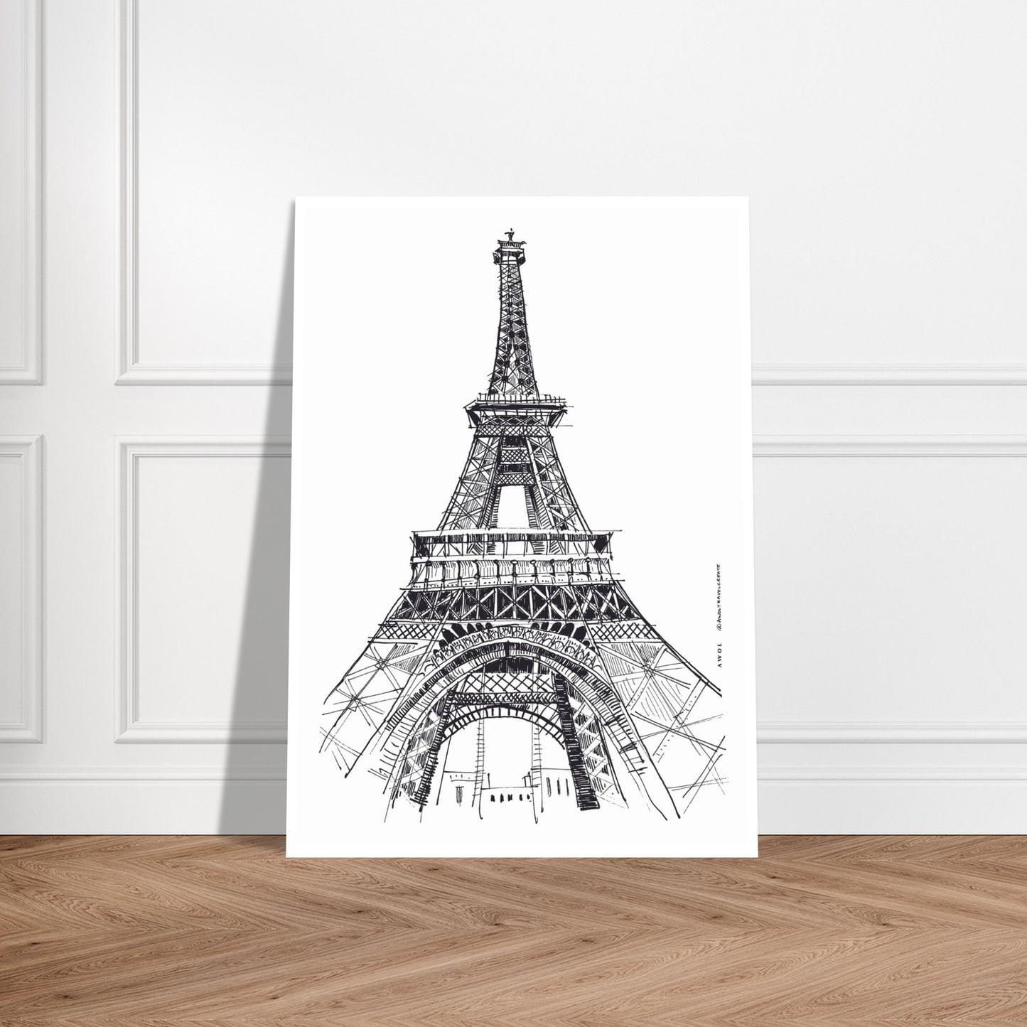 Paris Wall Art, Eiffel Tower In Black And White Art Print: France Travel Poster