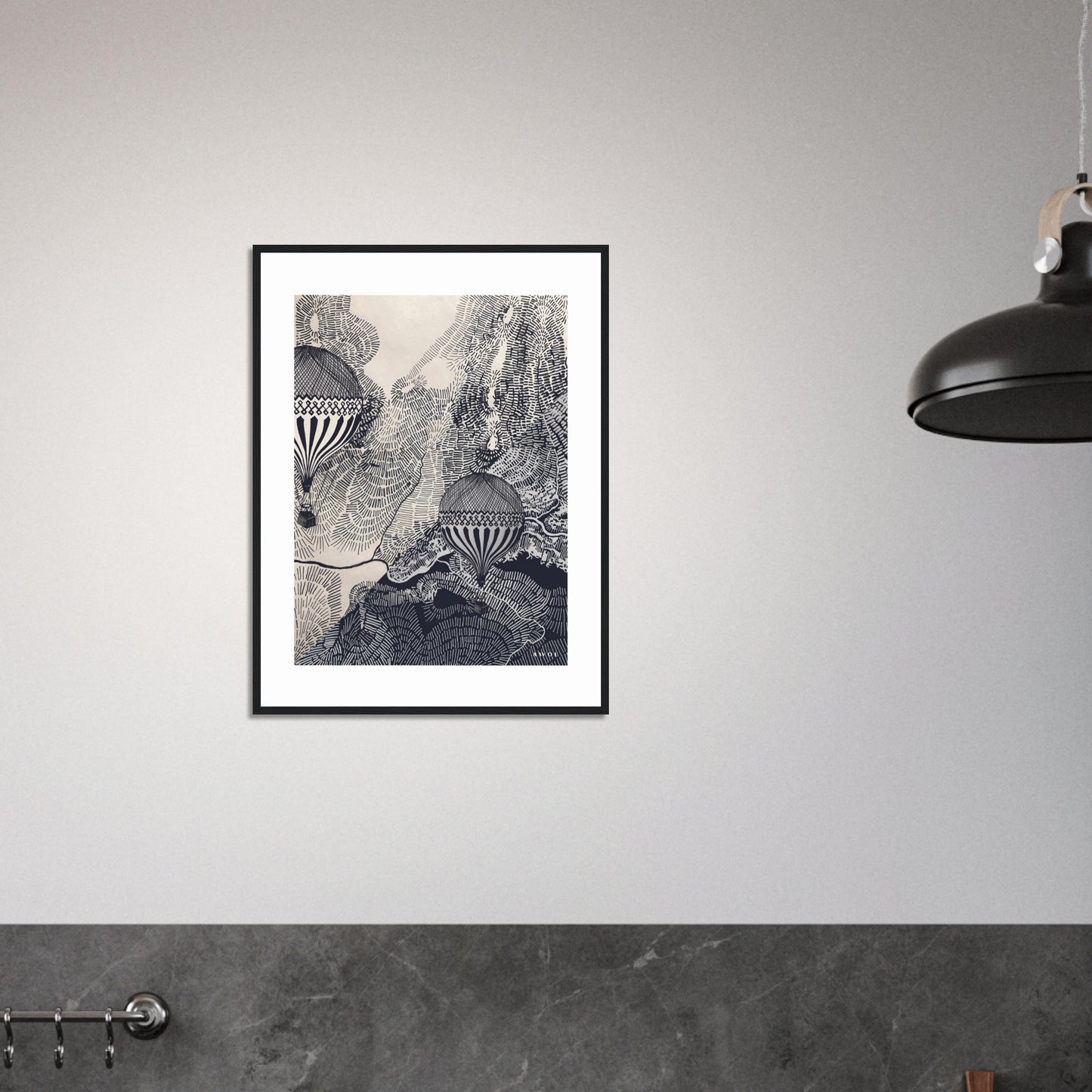 Dreaming Big: Hot Air Balloon Travel In The Sky, Framed Art Print