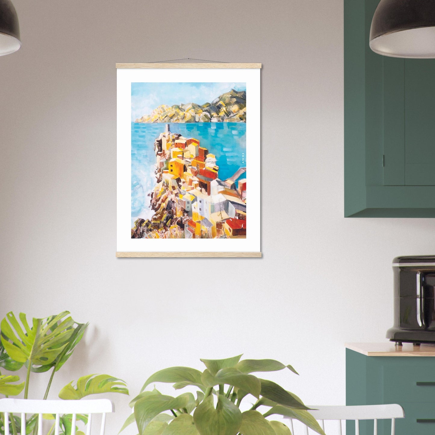 Italy Scenery Art Print: Colourful Towns Of Amalfi And Liguria: Poster Print With Hanger