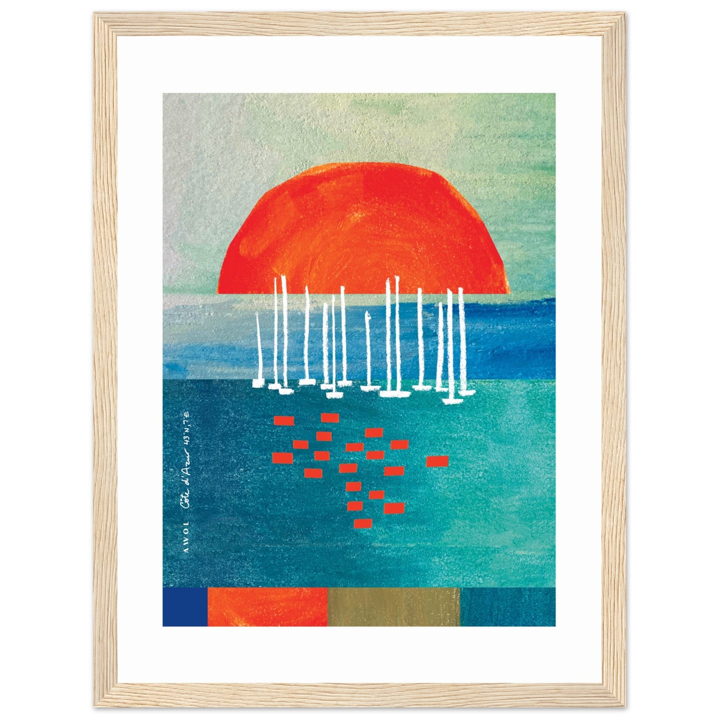 Sunrise Over The Sea, Colourful Seaside Landscape Artwork: Framed Print
