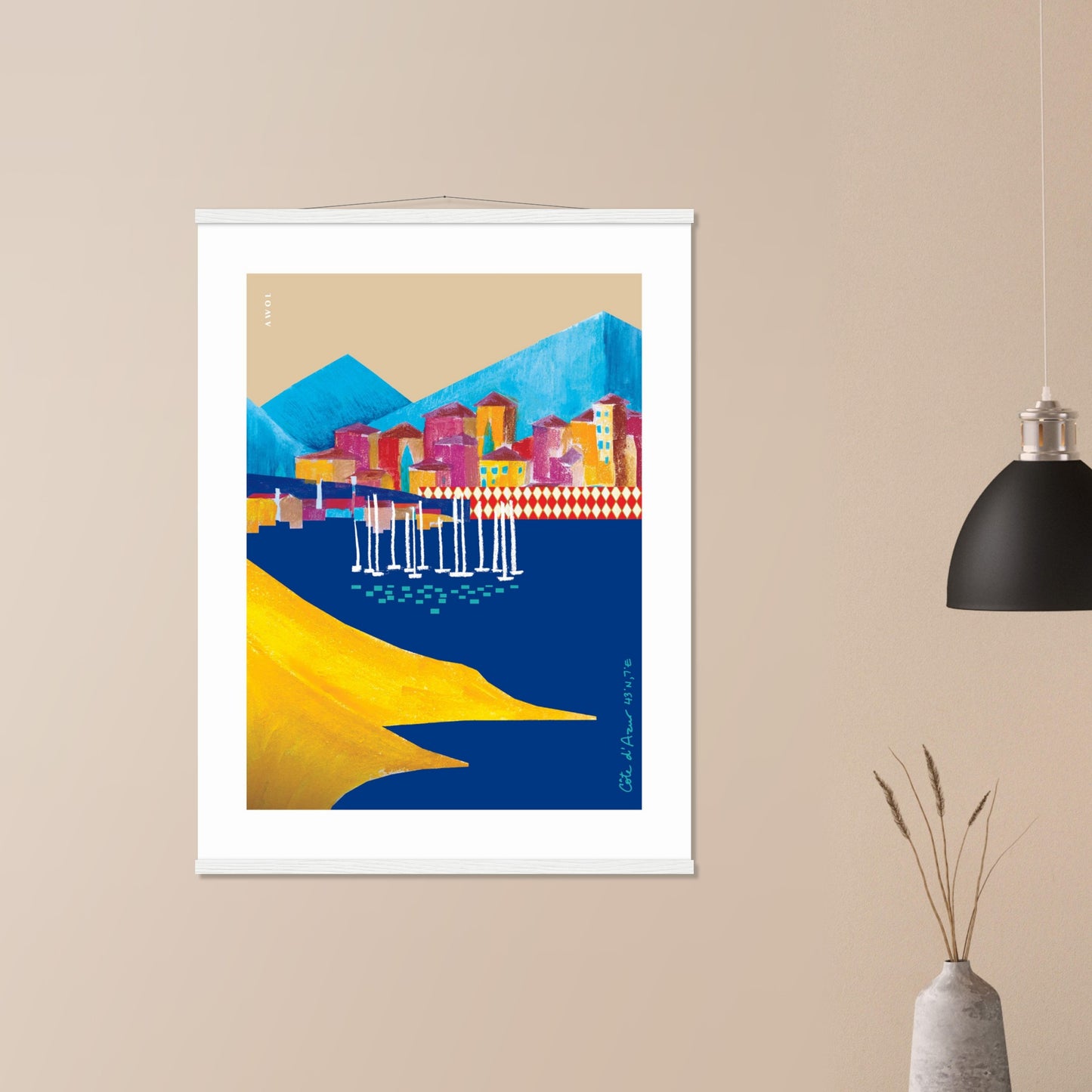 Colourful Villas On the Mediterranean Sea, Travel Poster With Hanger
