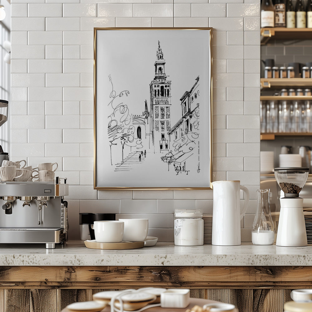 Seville Street Scene: La Giralda, Spain, Fine Art Poster