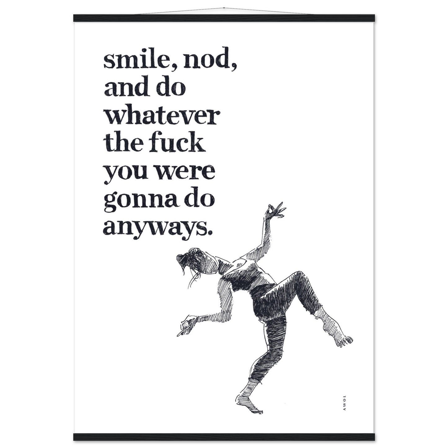 Smile And Nod, Modern Zen Art Print: Poster with Hanger