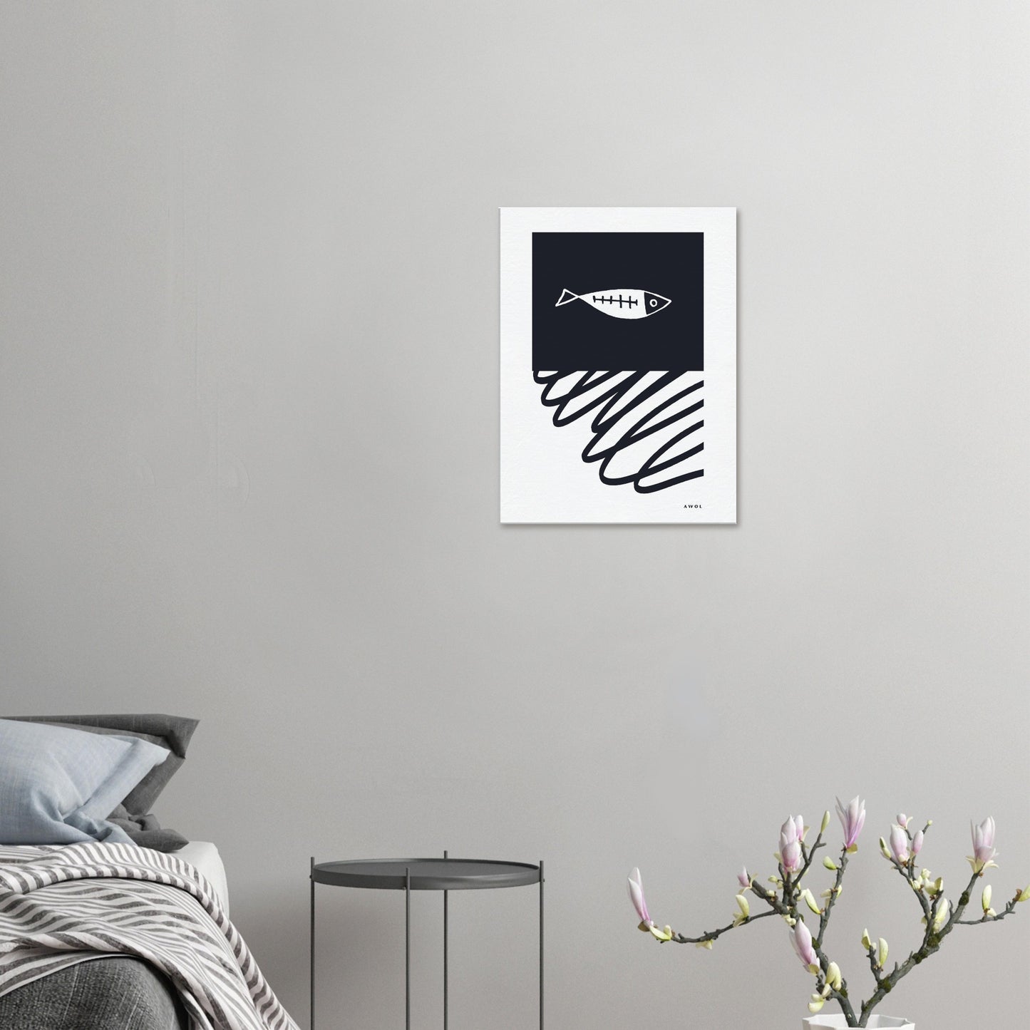 Minimalist Fish In Nordic Waters: Scandi Love Canvas Art Print