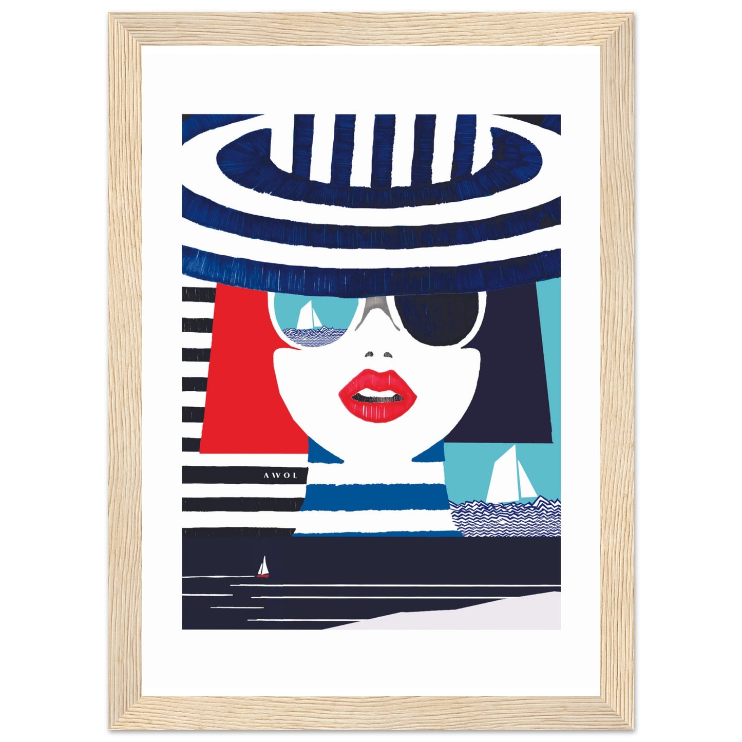 Portrait Of A Woman On The Beach: Mediterranean Wall Art, Framed Print