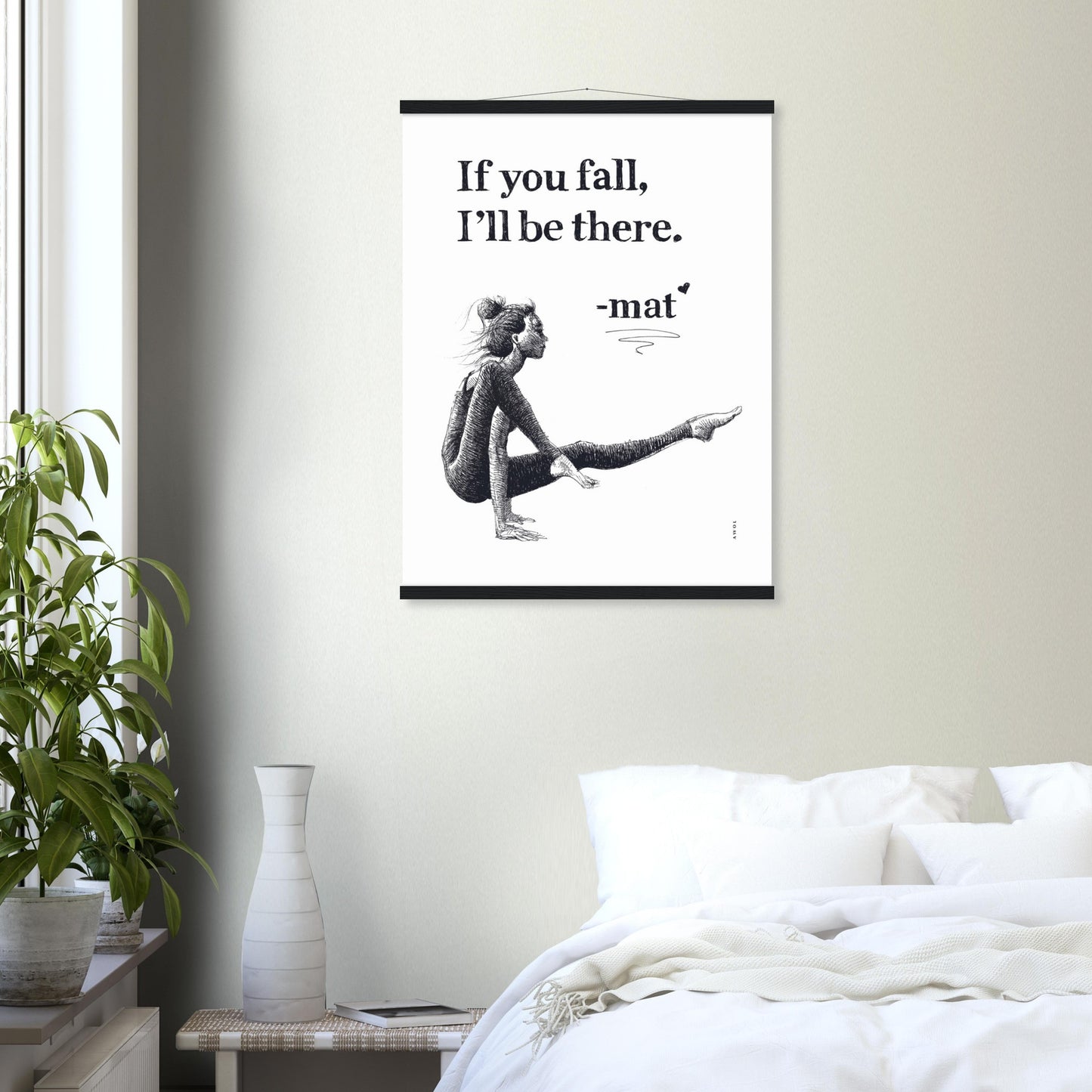 Spiritual Yoga Pose Art With Inspiring Quote: Poster Print with Hanger