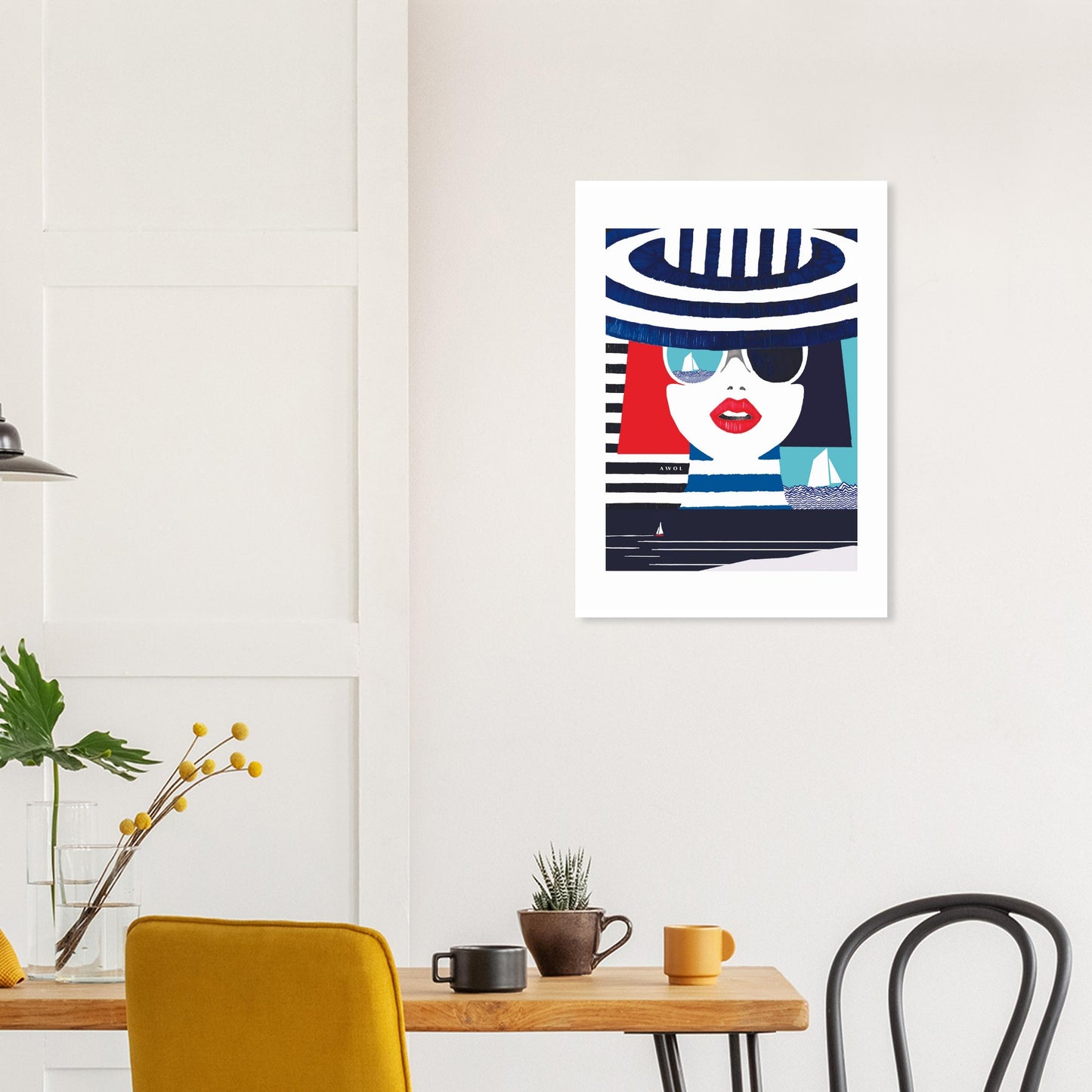 Graphic Portrait Of A Woman On The Riviera, Beach Wall Art: Travel Poster Print