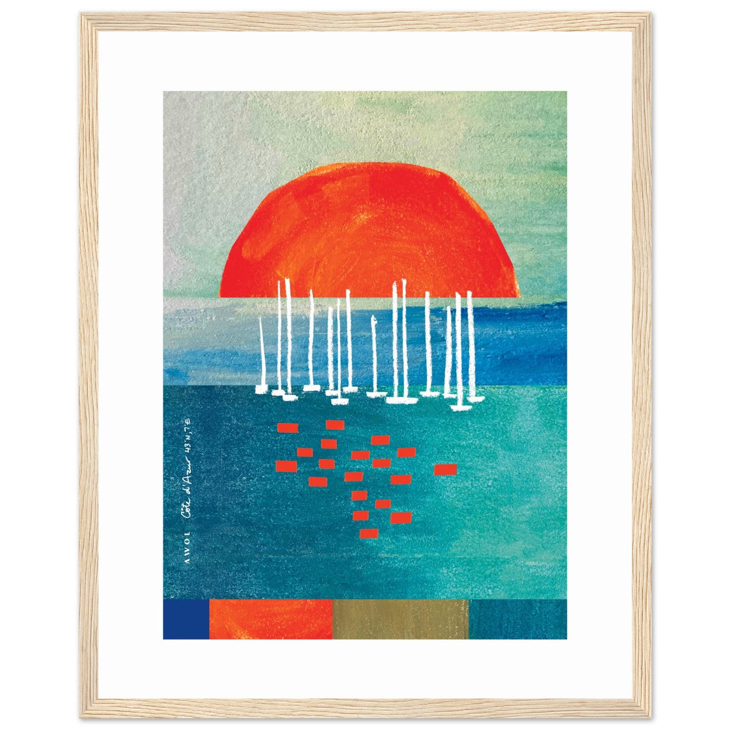 Sunrise Over The Sea, Colourful Seaside Landscape Artwork: Framed Print