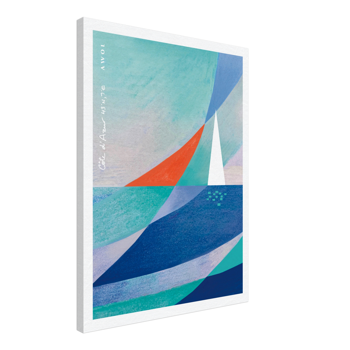 White Sailboat on The Mediterranean Sea: Blue Canvas Art Print