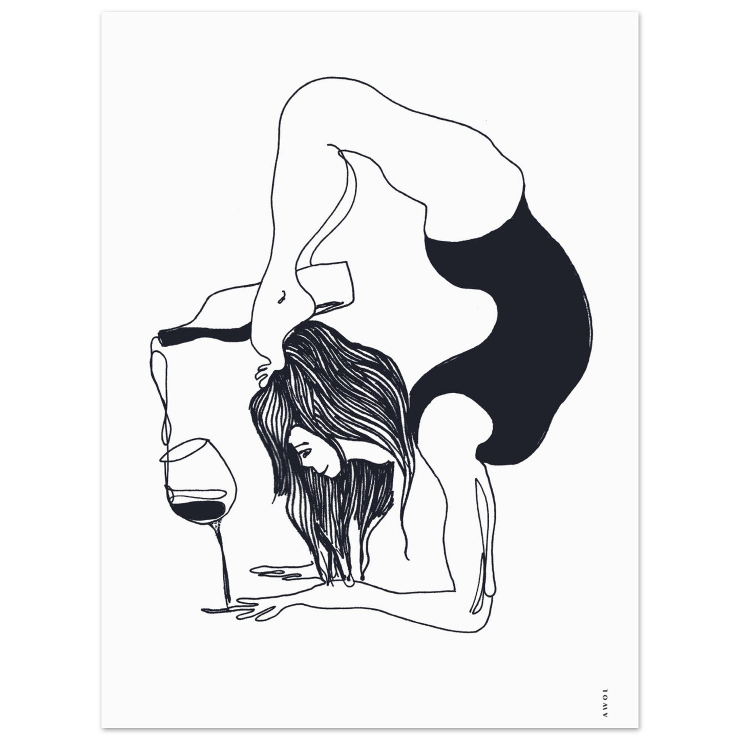 Funny Yoga Art With Wine Quote: Classic Matte Paper Poster