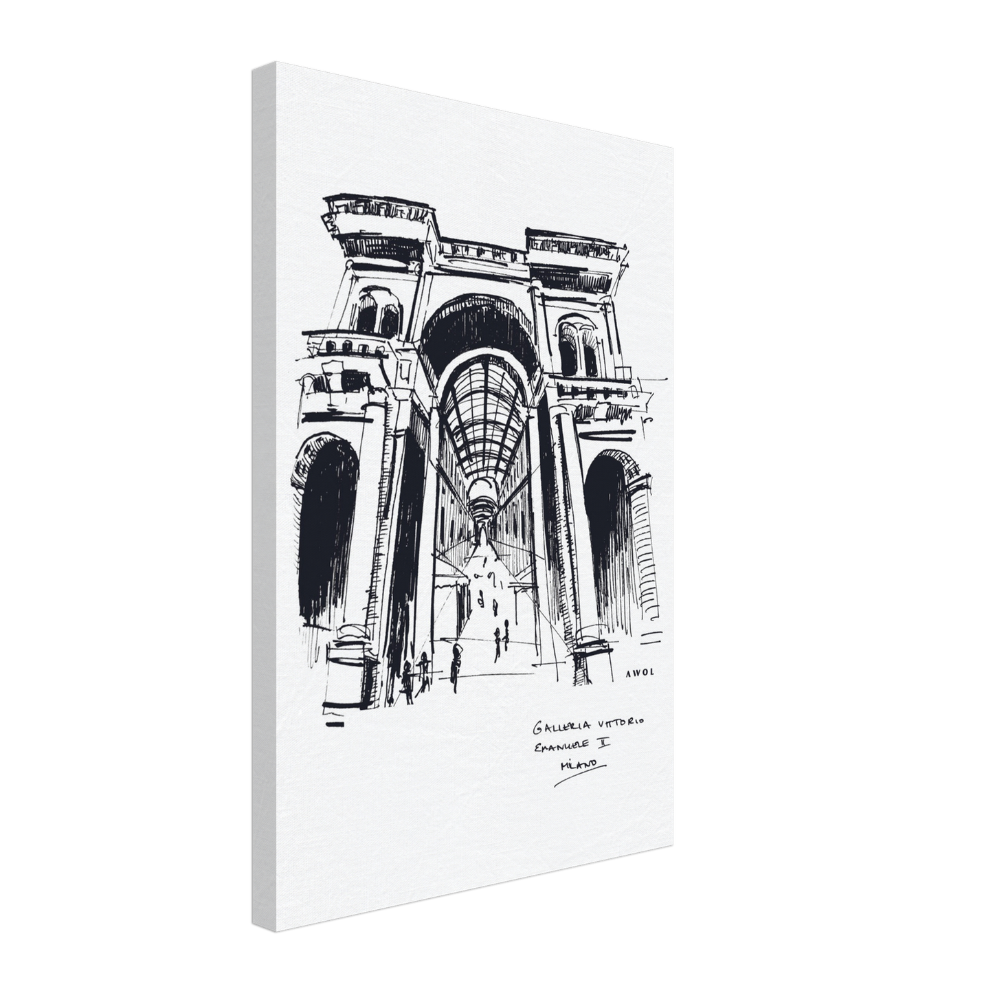 Milan City Elegance, Luxury Shopping Landmark Art: Canvas Print