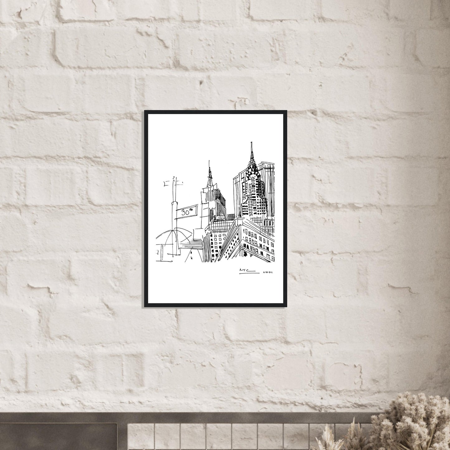 New York City Skyline Art, Iconic Skyscrapers: Framed Art Print