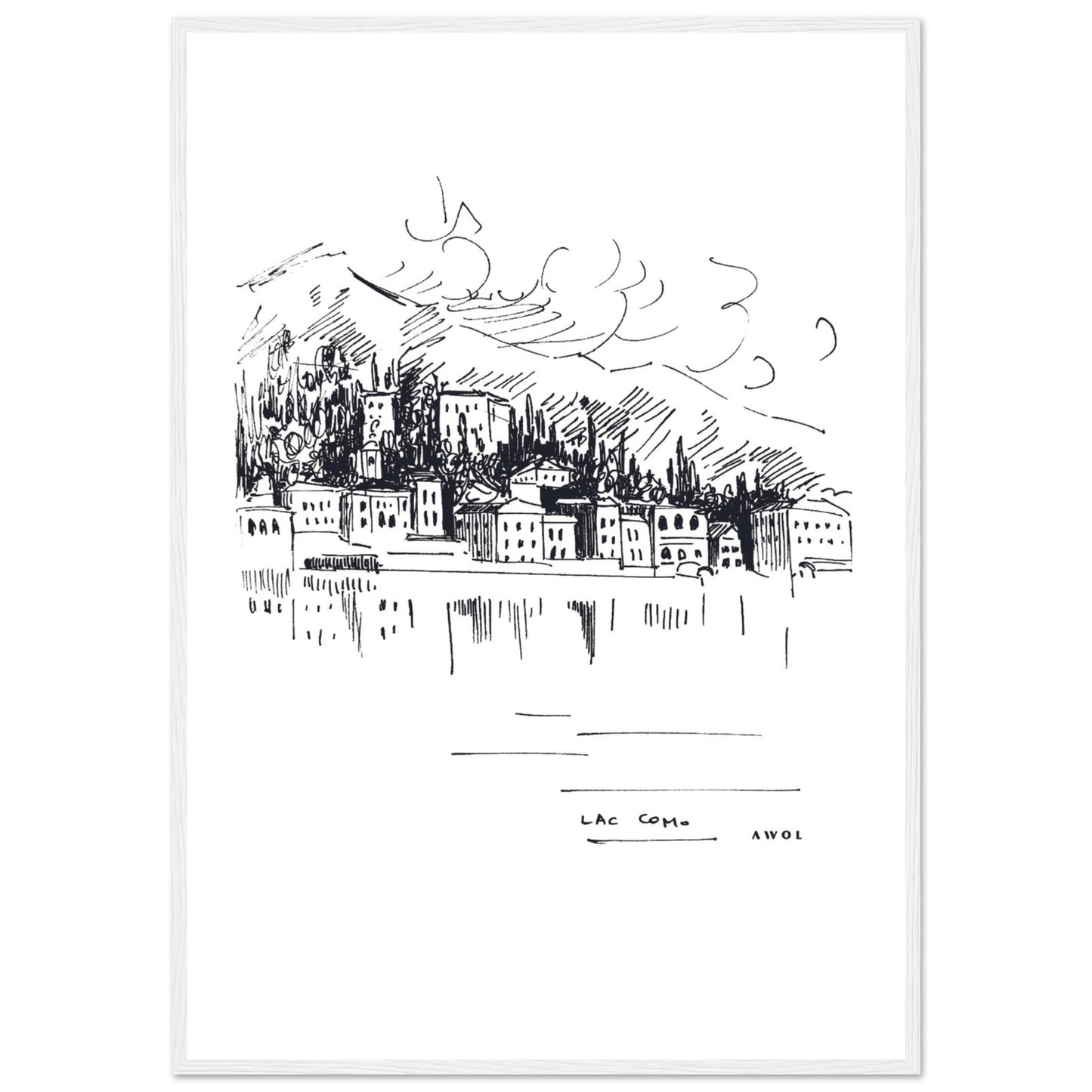 Italian Scenery Wall Art With Villas On A Hill In Lake Como, Framed Art Print