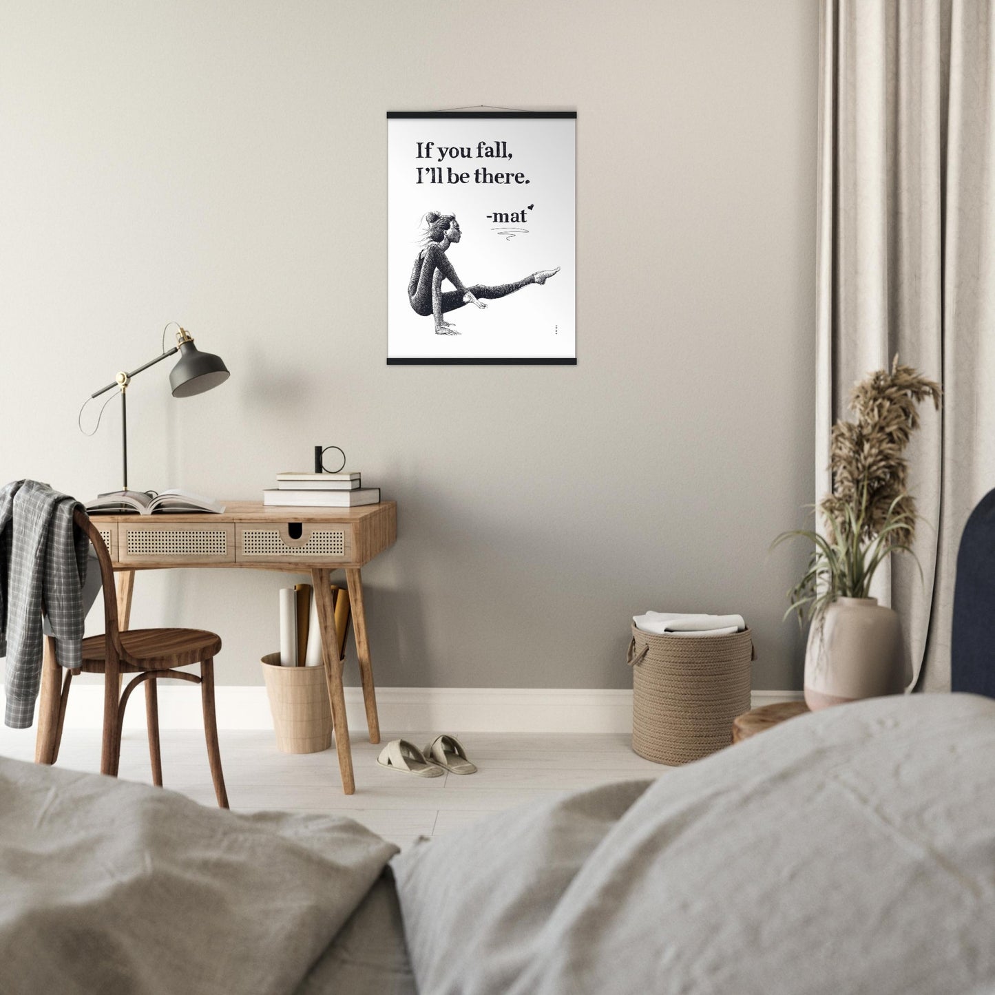 Spiritual Yoga Pose Art With Inspiring Quote: Poster Print with Hanger