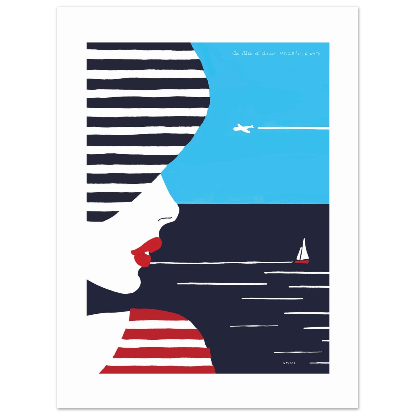 Colourful Beach Portrait Of A Woman By The Sea: French Riviera Poster