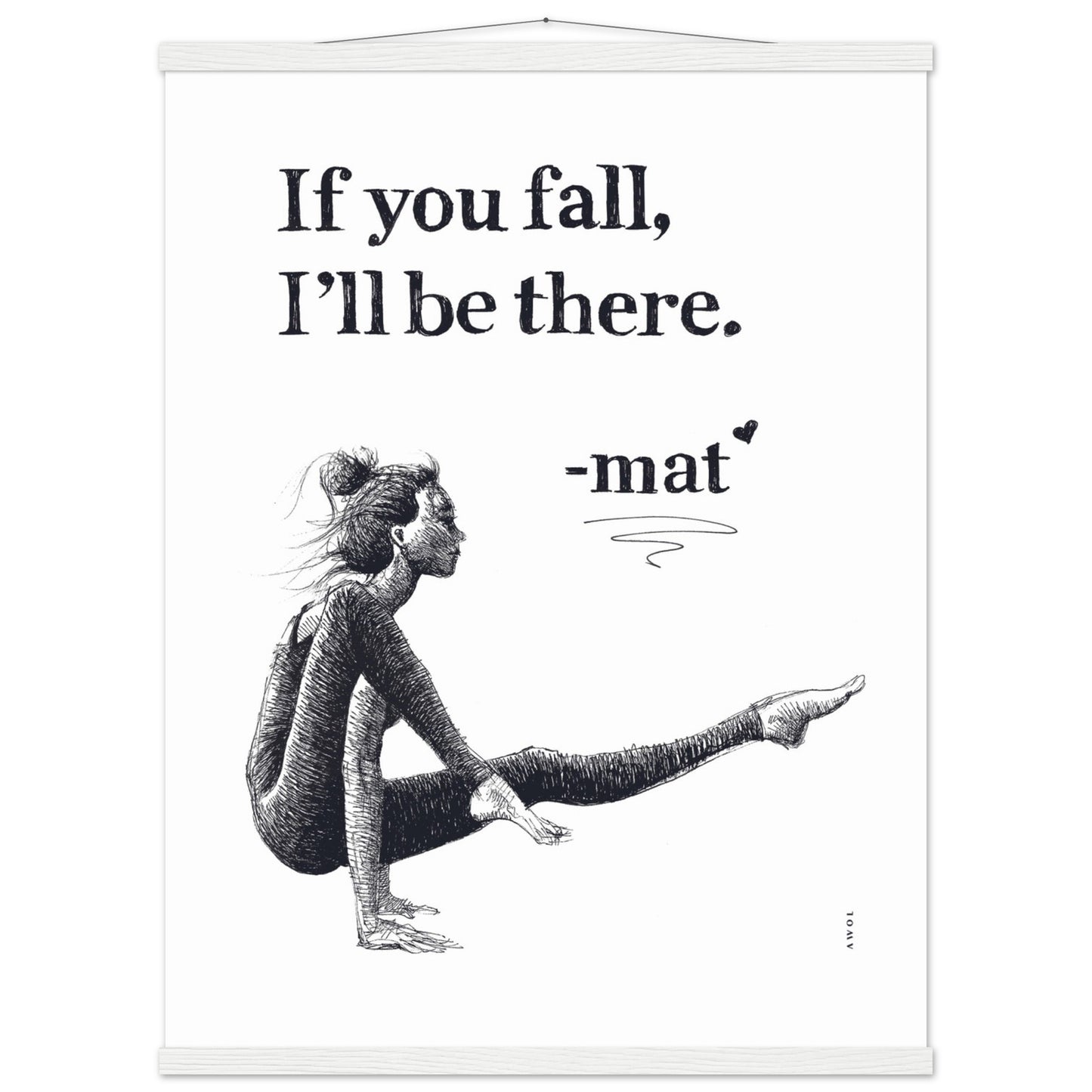 Spiritual Yoga Pose Art With Inspiring Quote: Poster Print with Hanger