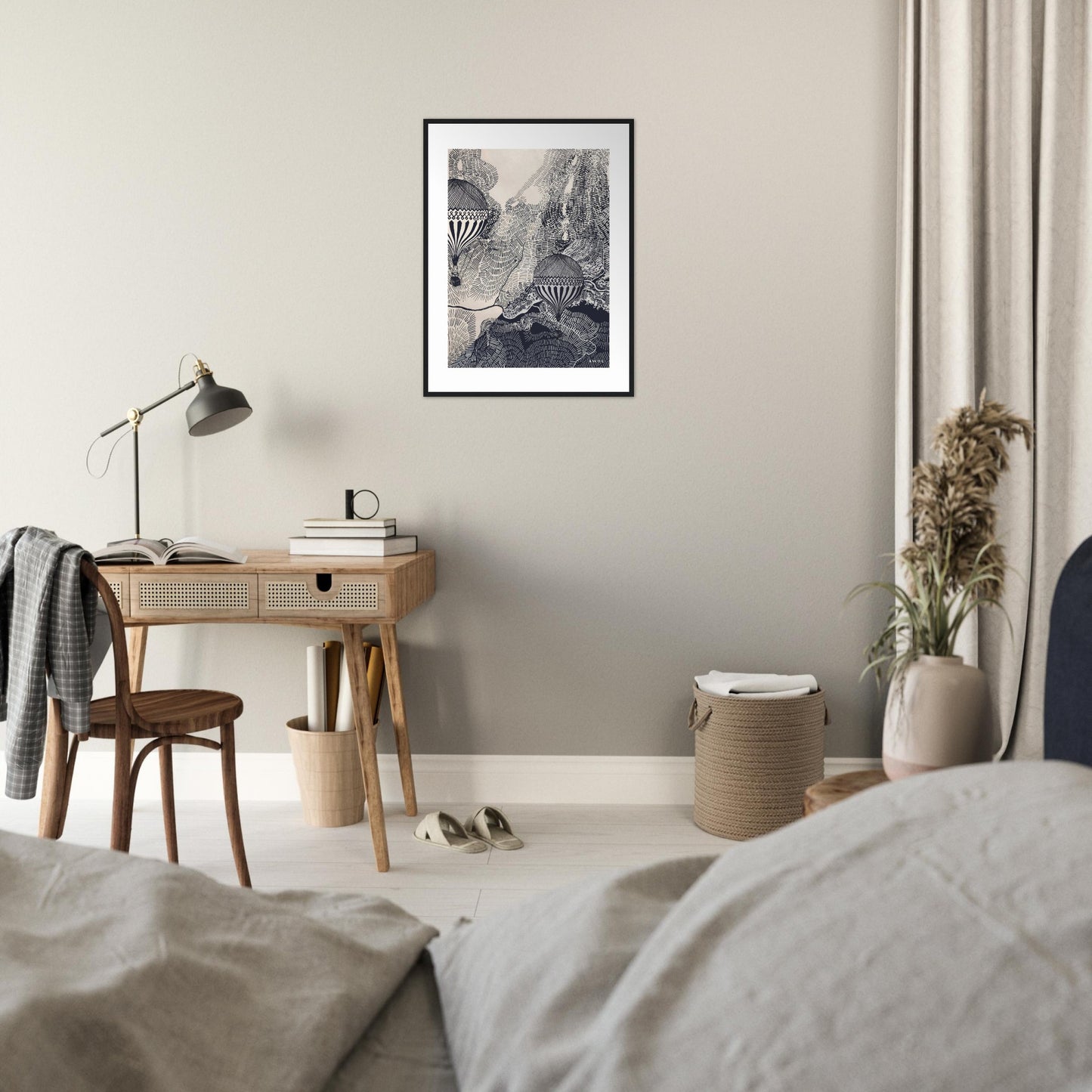 Dreaming Big: Hot Air Balloon Travel In The Sky, Framed Art Print