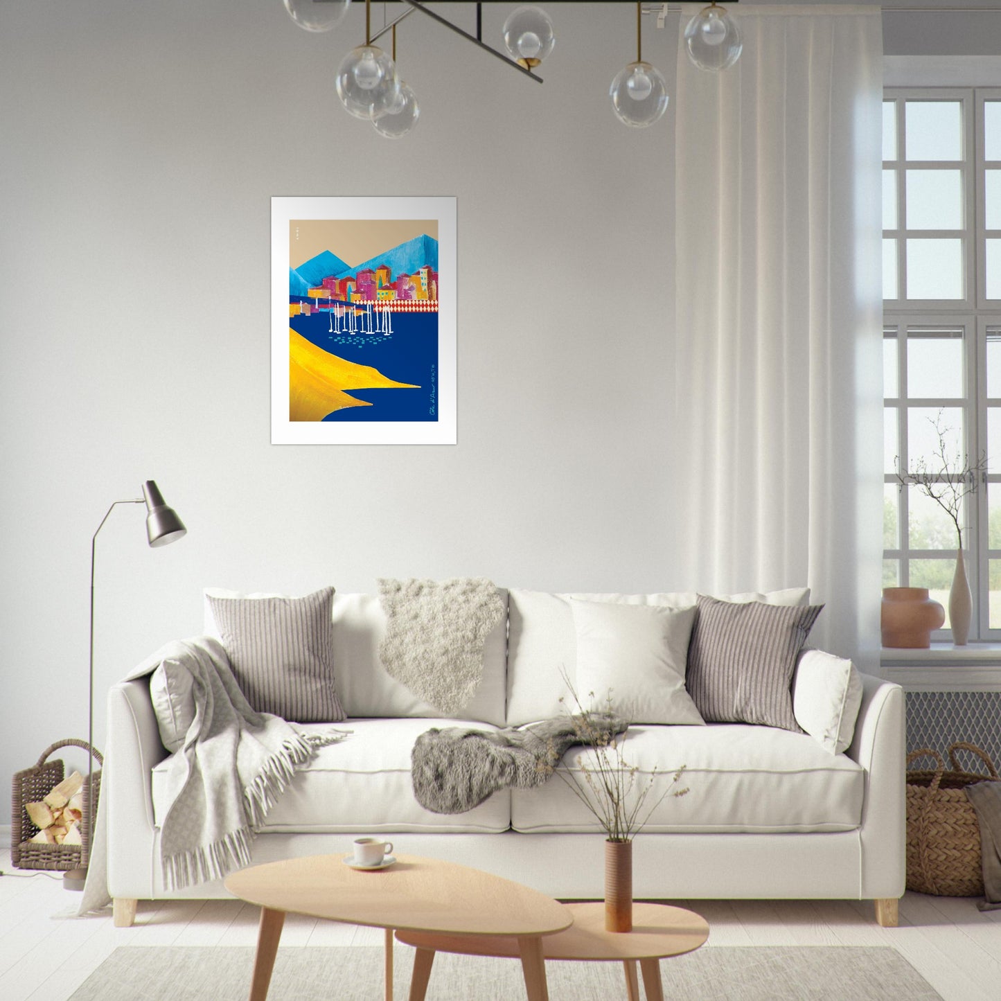 Colourful Seaside Towns And Mountains, Landscape Art, Travel Poster Print