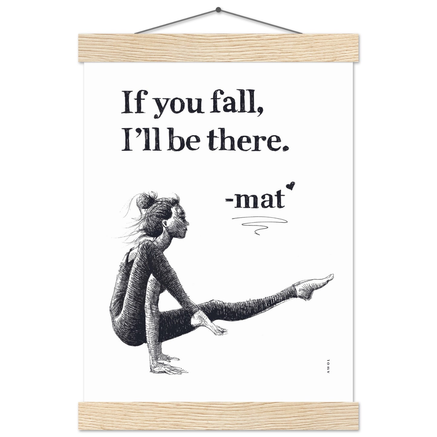 Spiritual Yoga Pose Art With Inspiring Quote: Poster Print with Hanger