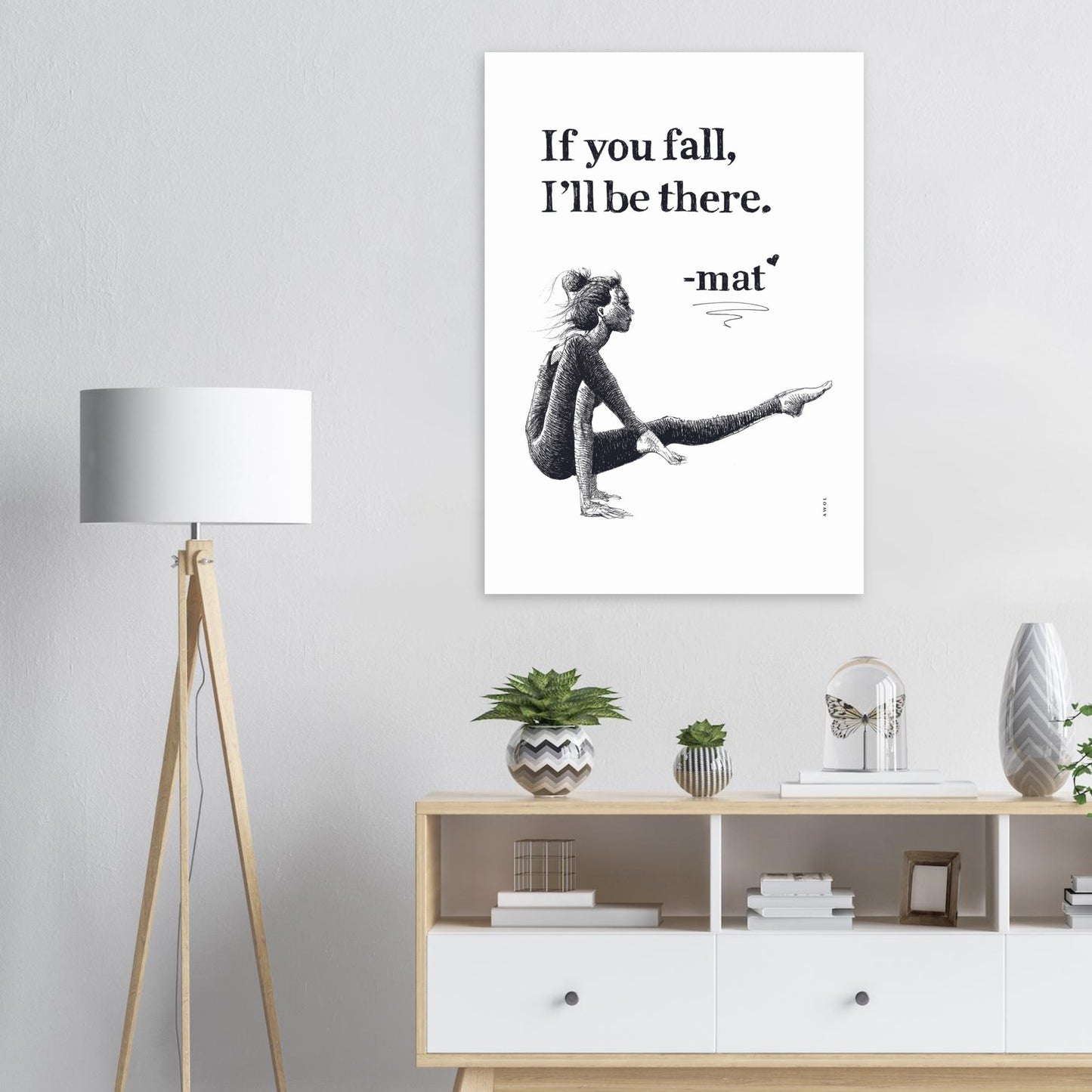 Inspiring Zen Illustration, Mindful Yoga Pose Artwork: Aluminum Art Print