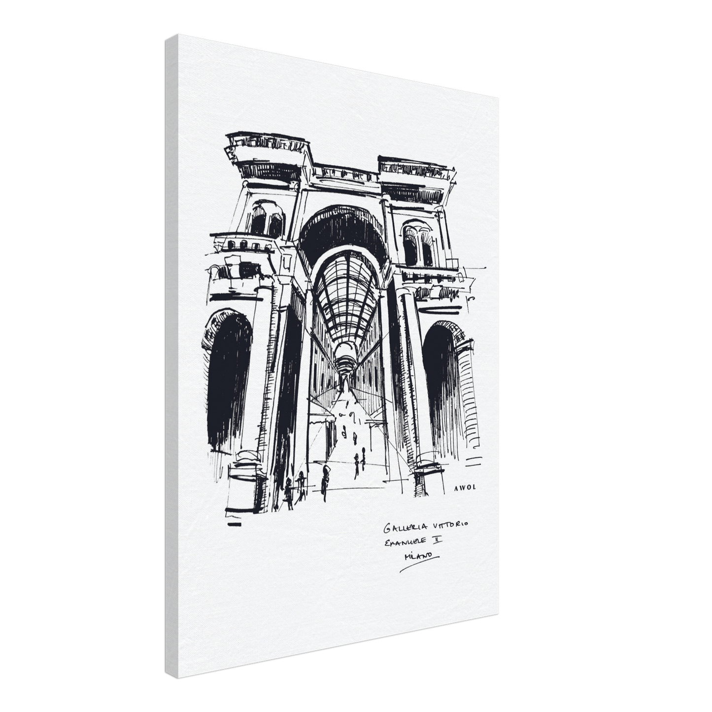 Milan City Elegance, Luxury Shopping Landmark Art: Canvas Print