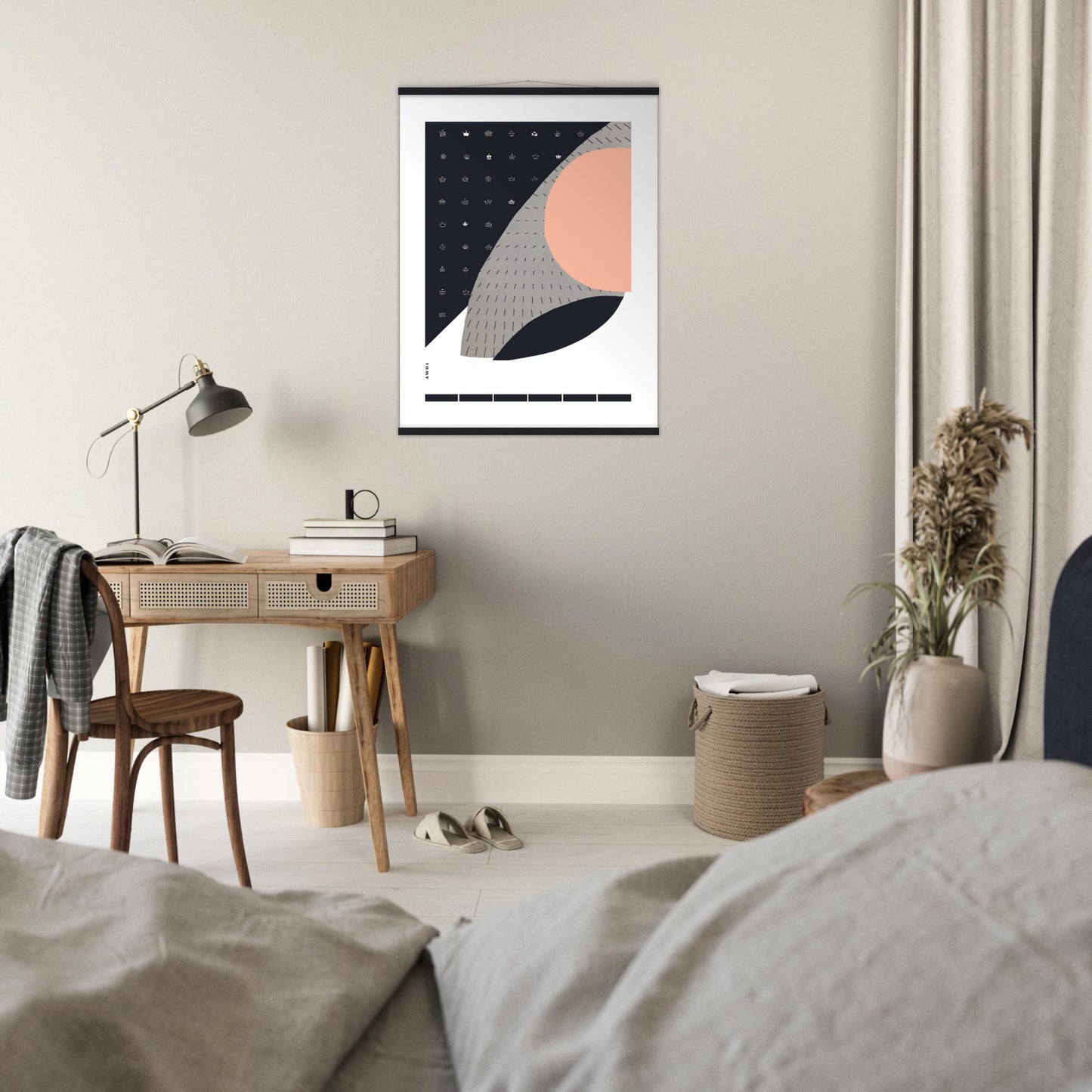 Scandinavian Art Print With Minimalist Pattern, Collage Art: Poster with Hanger