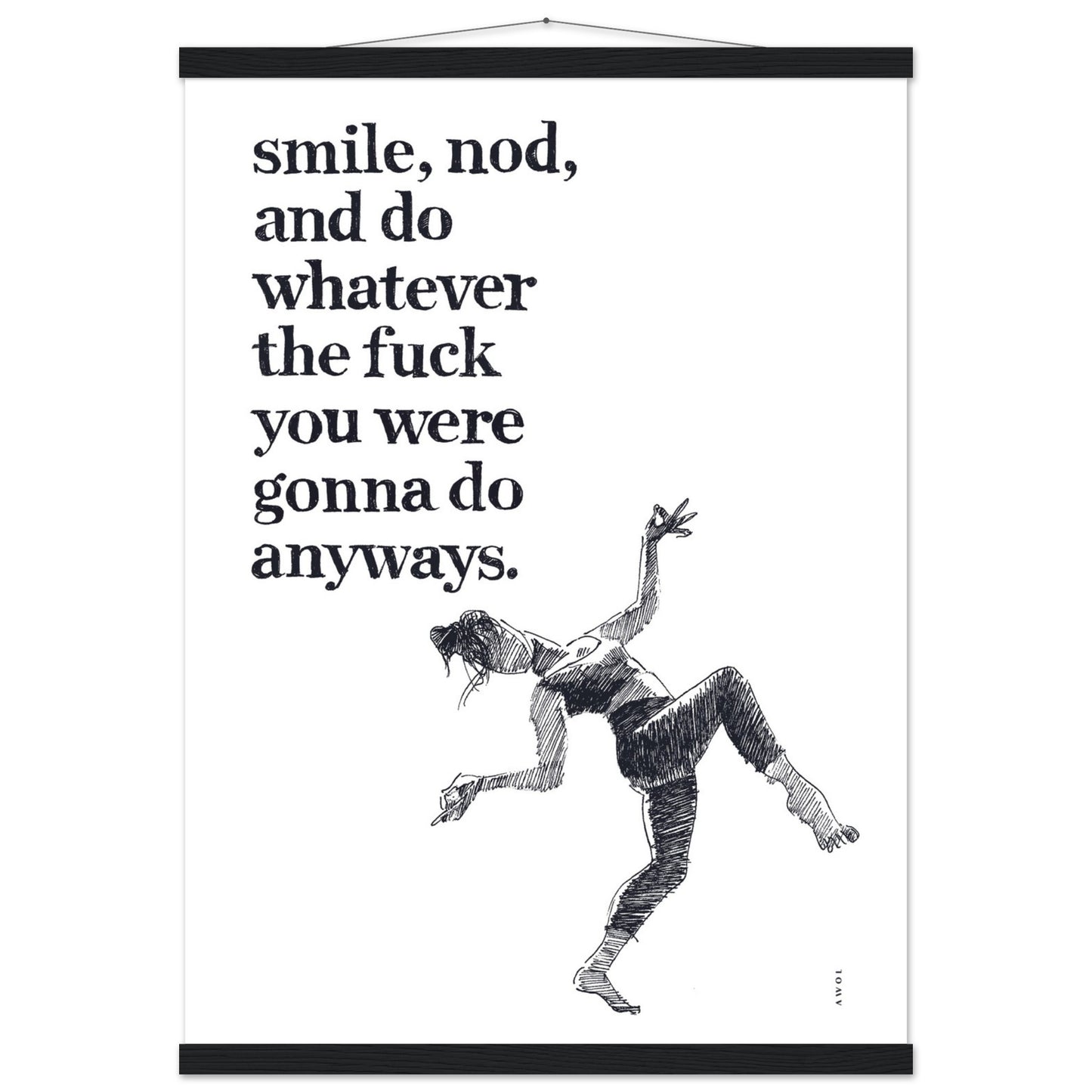 Smile And Nod, Modern Zen Art Print: Poster with Hanger