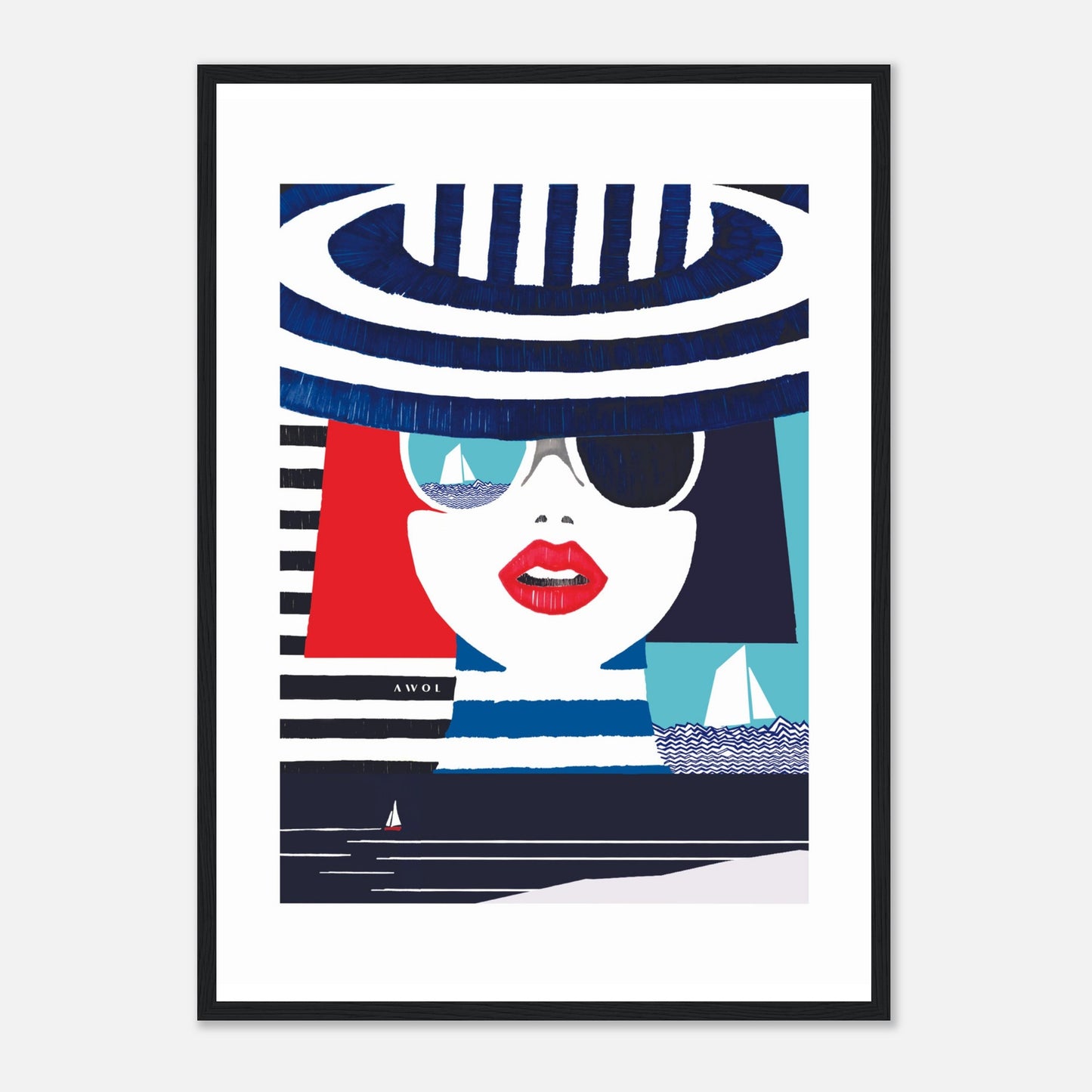 Portrait Of A Woman On The Beach: Mediterranean Wall Art, Framed Print
