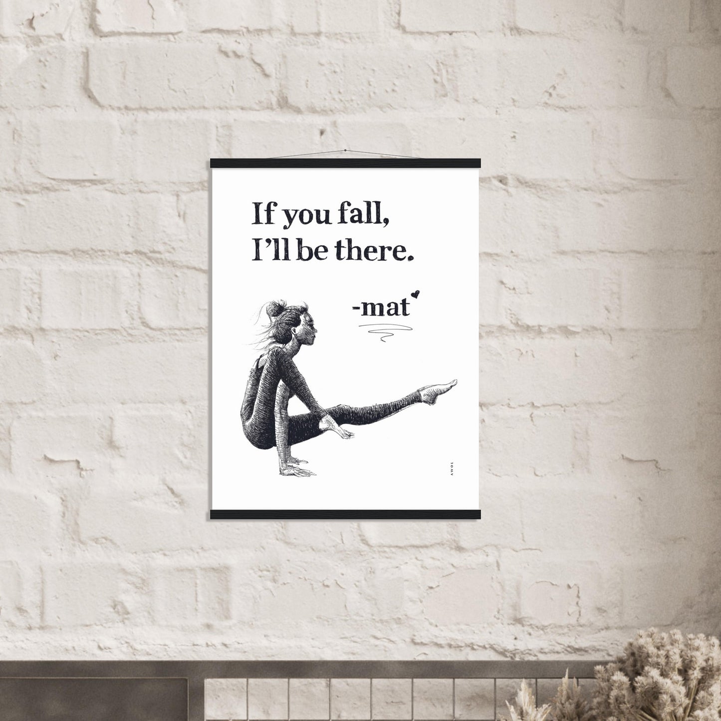 Spiritual Yoga Pose Art With Inspiring Quote: Poster Print with Hanger