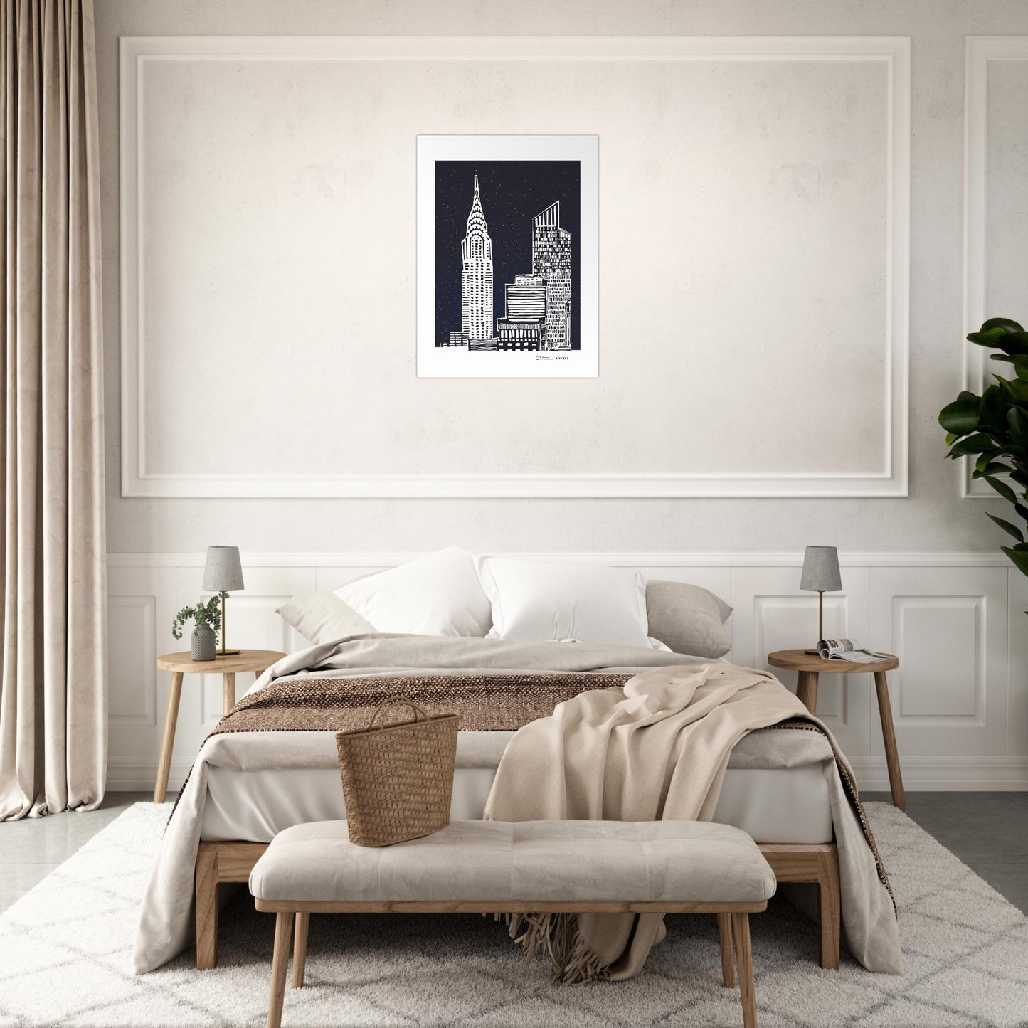 New York City At Night, Manhattan Abstraction: Poster Print