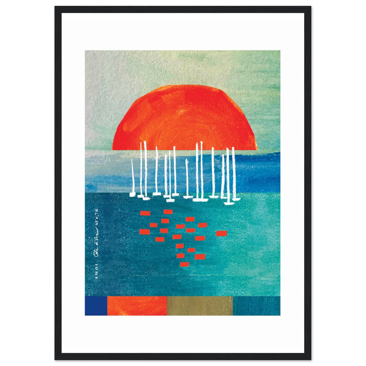 Sunrise Over The Sea, Colourful Seaside Landscape Artwork: Framed Print