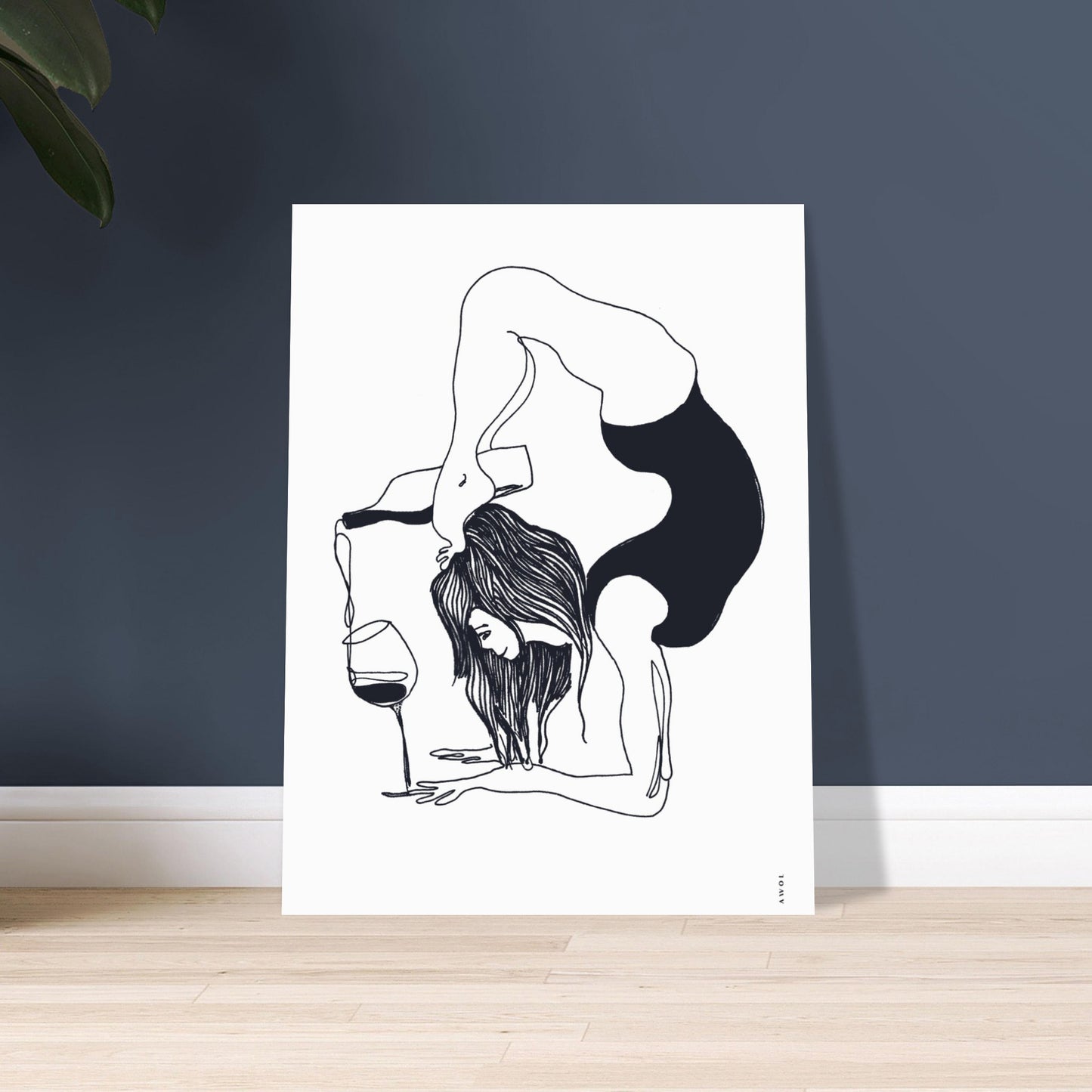 Funny Yoga Art With Wine Quote: Classic Matte Paper Poster
