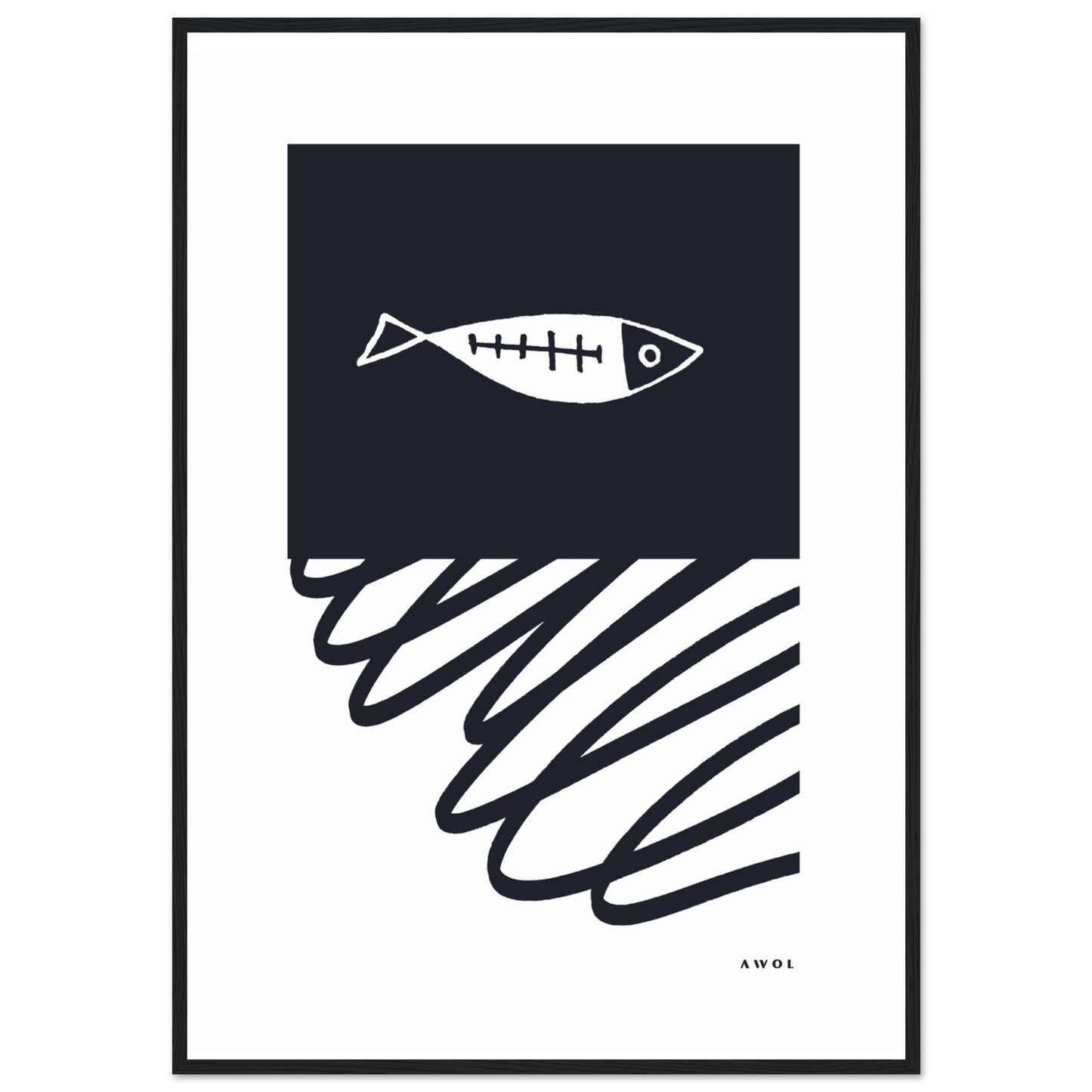 Minimalist Wall Decor, Scandinavian Wall Art With Fish: Framed Art Print