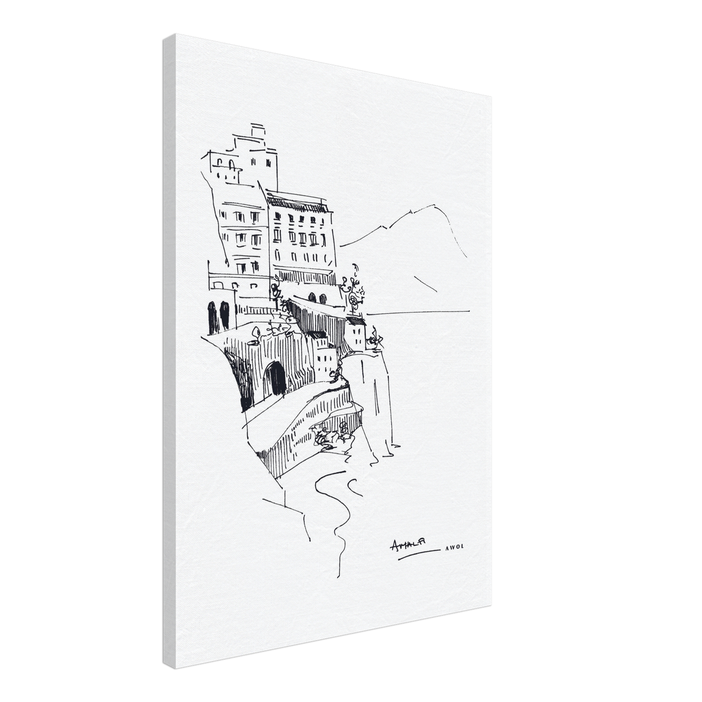 Small Towns And Villas On The Amalfi Coast, Italy Art Print On Canvas