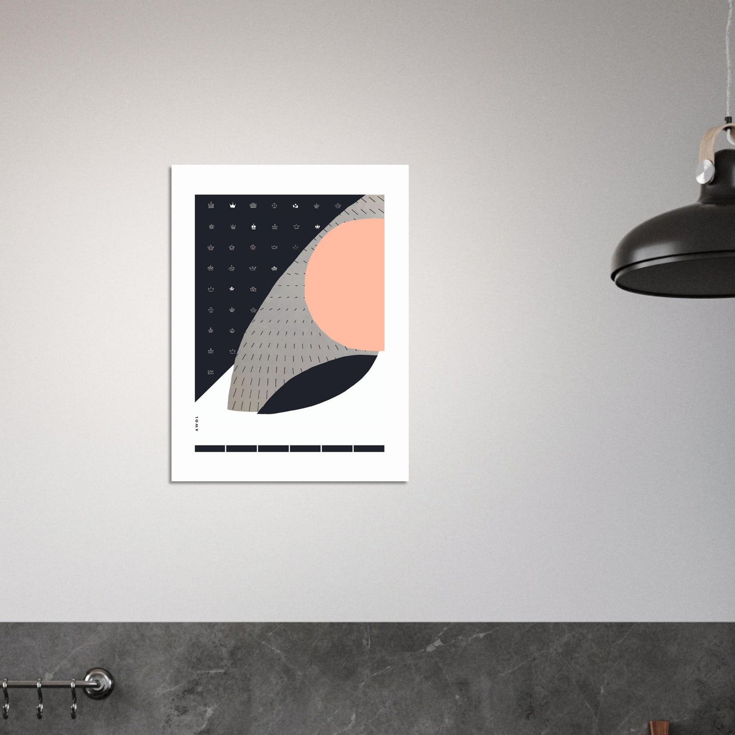 Scandinavian Art Print With Abstract Pattern: Minimalist Aluminum Art Print