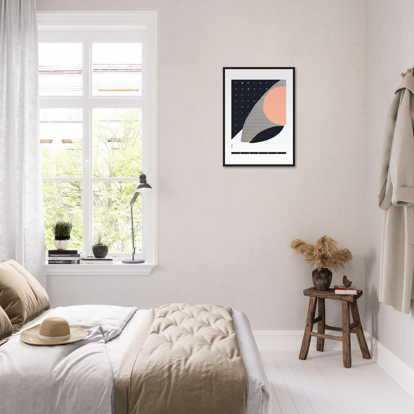 Minimalist Wall Art, Scandinavian Art Print With Abstract Graphic Shapes: Framed Art Print