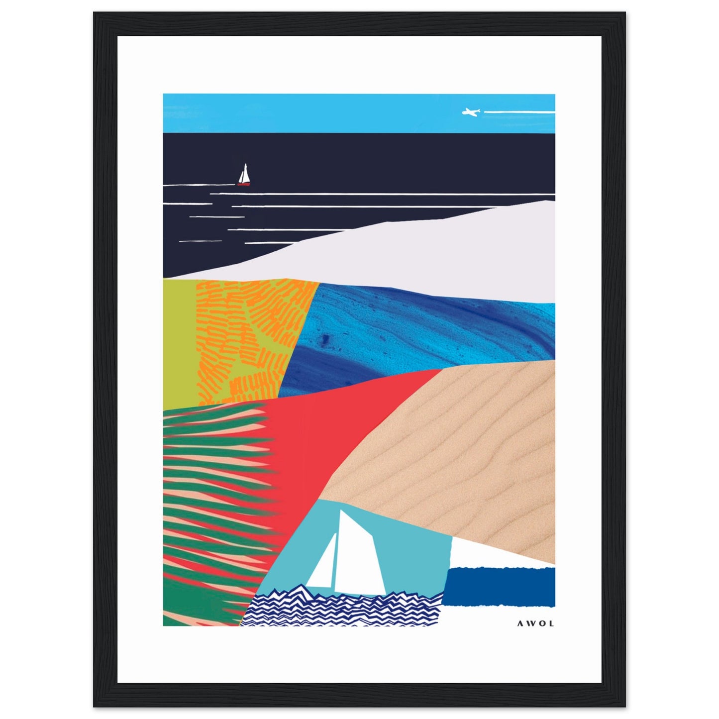 Tropical Paradise With Palm Trees, Abstract Beach Art: Framed Art Print