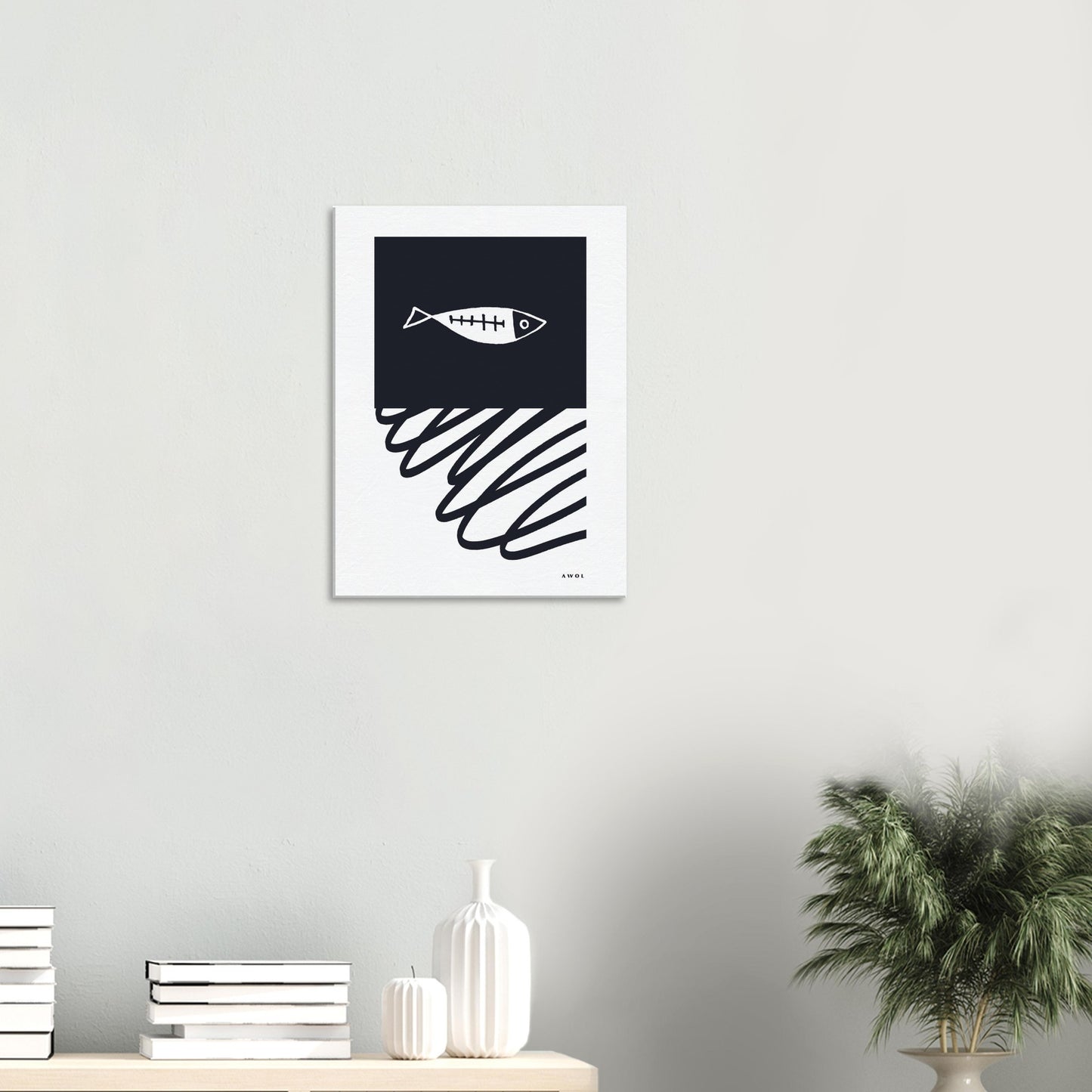 Minimalist Fish In Nordic Waters: Scandi Love Canvas Art Print
