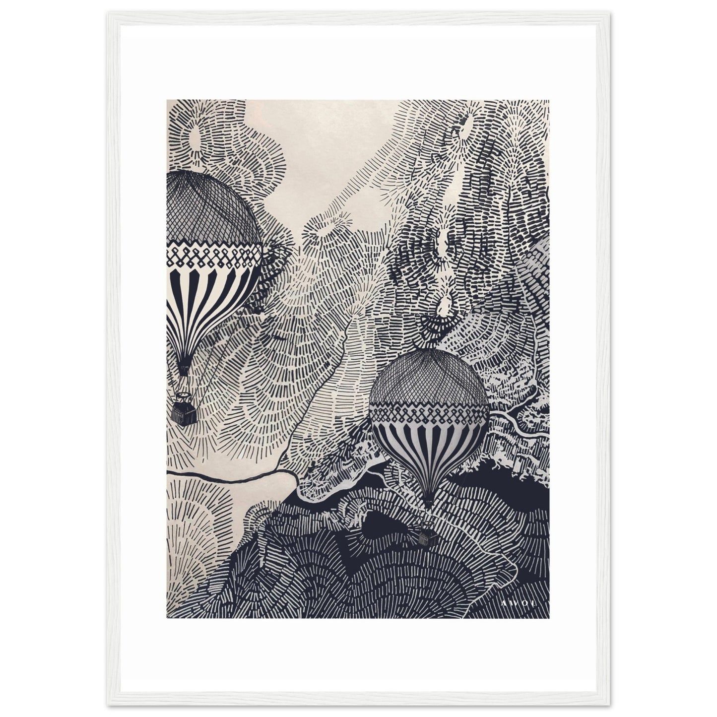 Dreaming Big: Hot Air Balloon Travel In The Sky, Framed Art Print