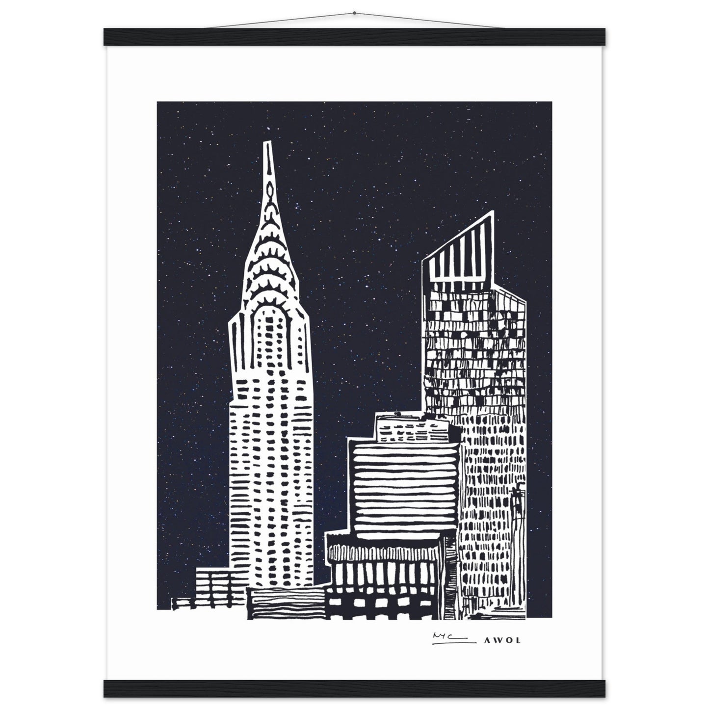 New York City At Night, Manhattan Abstraction: Poster with Hanger